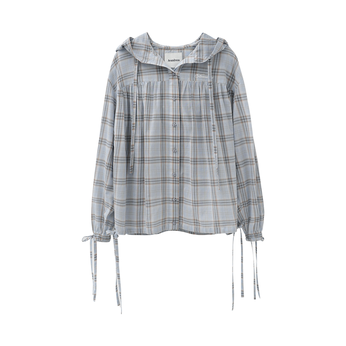 AD61SH01BL Avandress Roi Check Hoody Shirt Blue