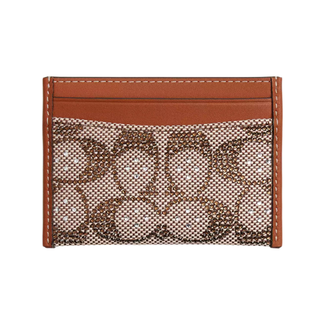 코치 에센셜 크리스탈 시그니쳐 자카드 카드 케이스 실버 버니쉬드 엠버(Coach Essential Card Case in Crystal Signature Jacquard Silver Burnished Amber) - 2