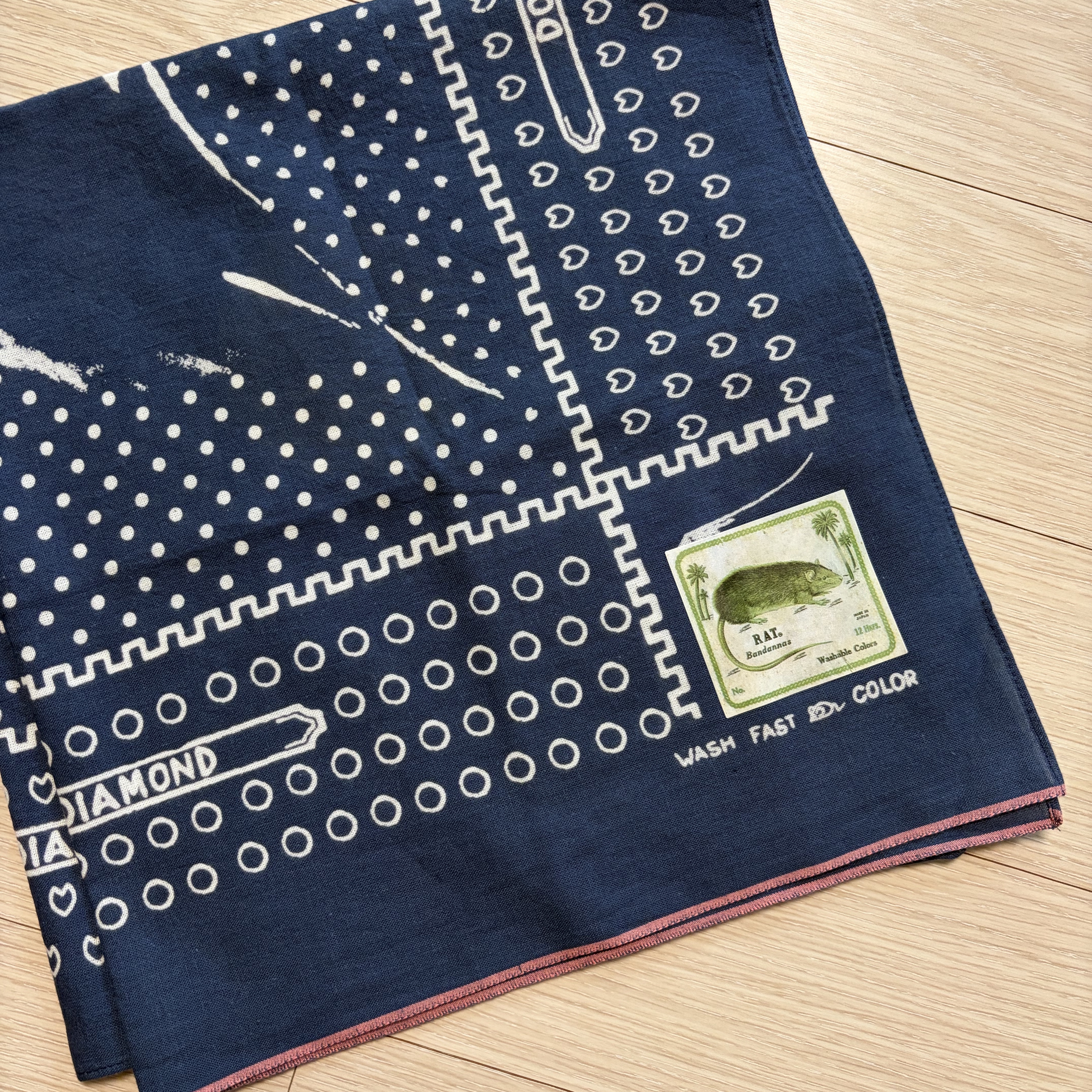 Kapital Fastcolor Selvedge Bandana Navy 착용 스타일