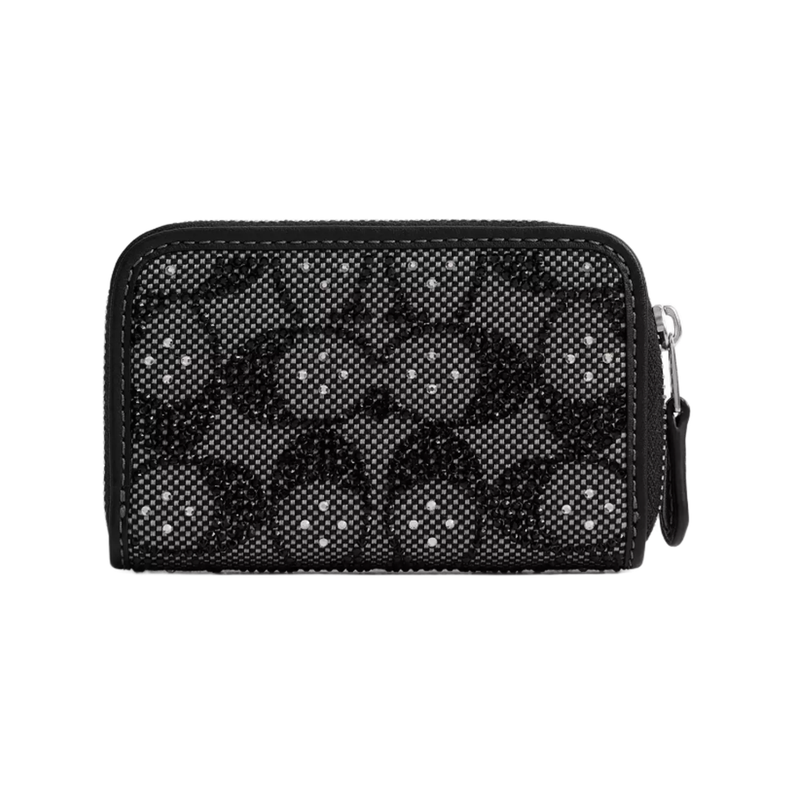코치 에센셜 크리스탈 시그니쳐 자카드 스몰 집 어라운드 카드 케이스 실버 블랙(Coach Essential Small Zip Around Card Case in Crystal Signature Jacquard Silver Black) - 2