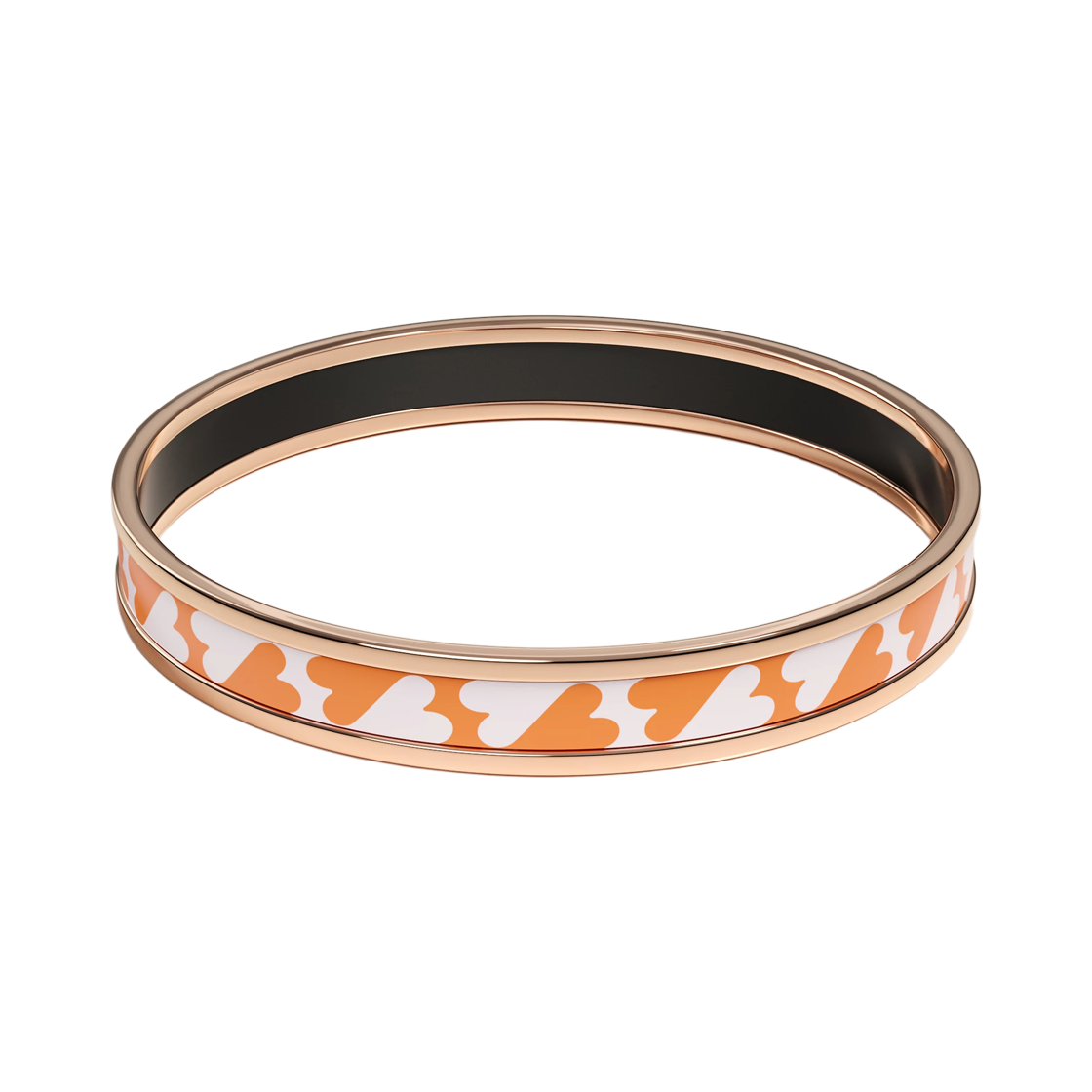 H213312FOF7 (W) Hermes Cartes A Jouer Bangle Printed Enamel & Rose Gold Dragee