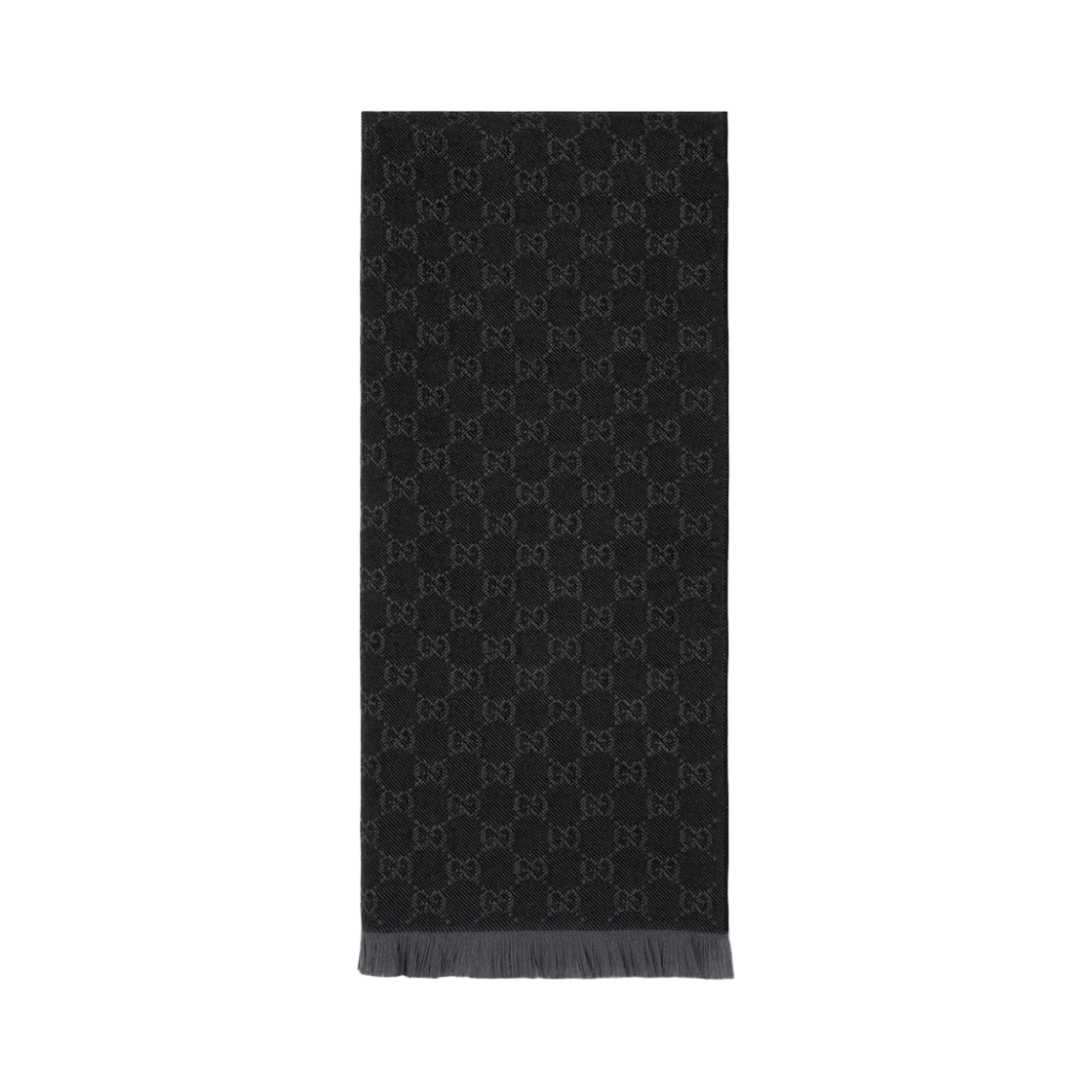 848507-3G200-1063 (W) Gucci GG Wool Muffler Black Light Grey