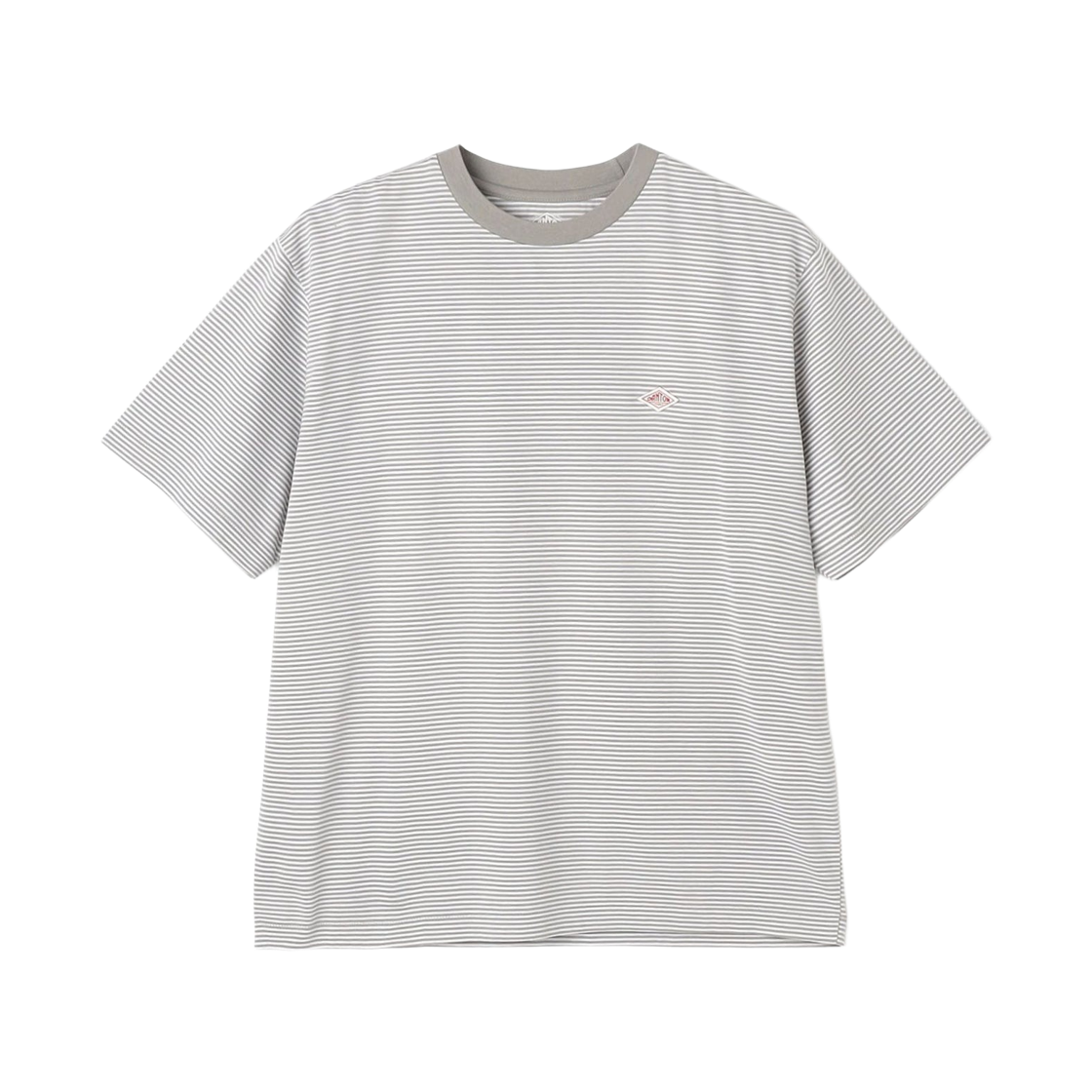 (W) 단톤 숏슬리브 스트라이프 이너 티셔츠 그레이 화이트((W) Danton Short Sleeve Stripe Inner T-Shirt Grey White)