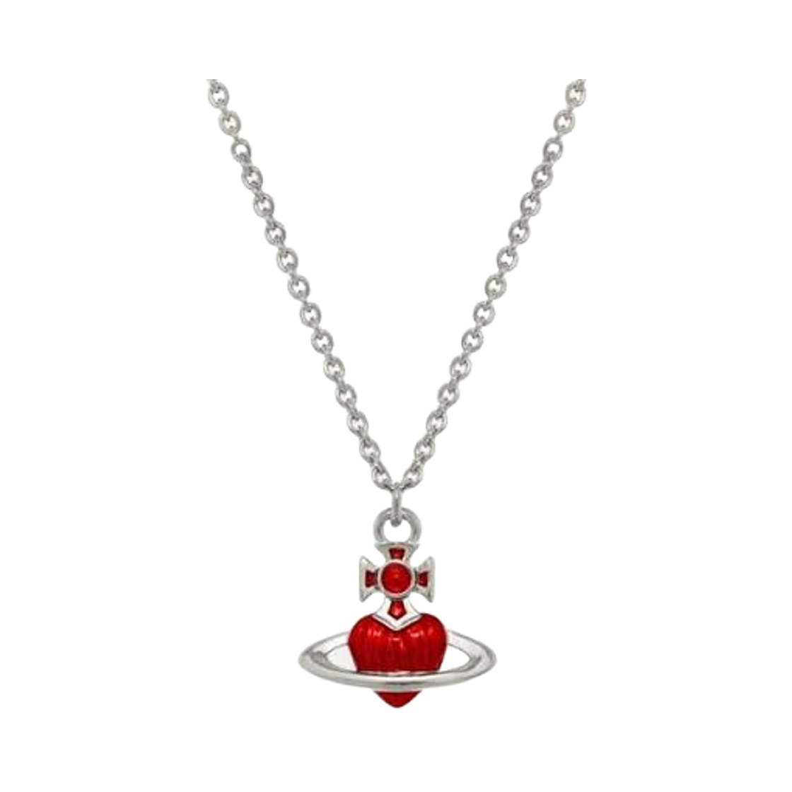 630203HS-02P420 (W) Vivienne Westwood Fabianna Bas Relief Pendant Necklace Platinum Red