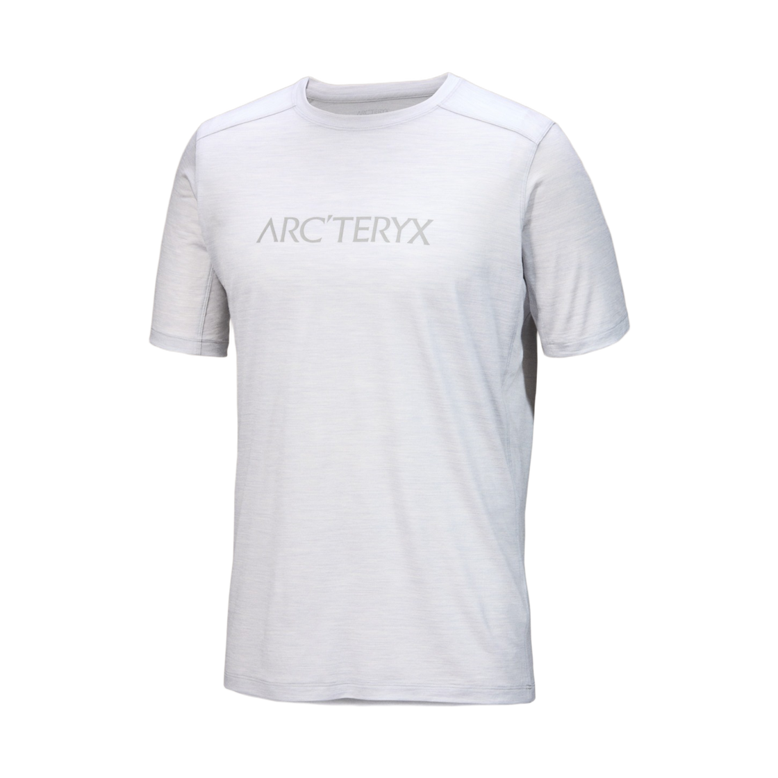 7733 Arc'teryx Ionia Merino Wool Arc'word Logo SS T-Shirt Solitude Heather Void