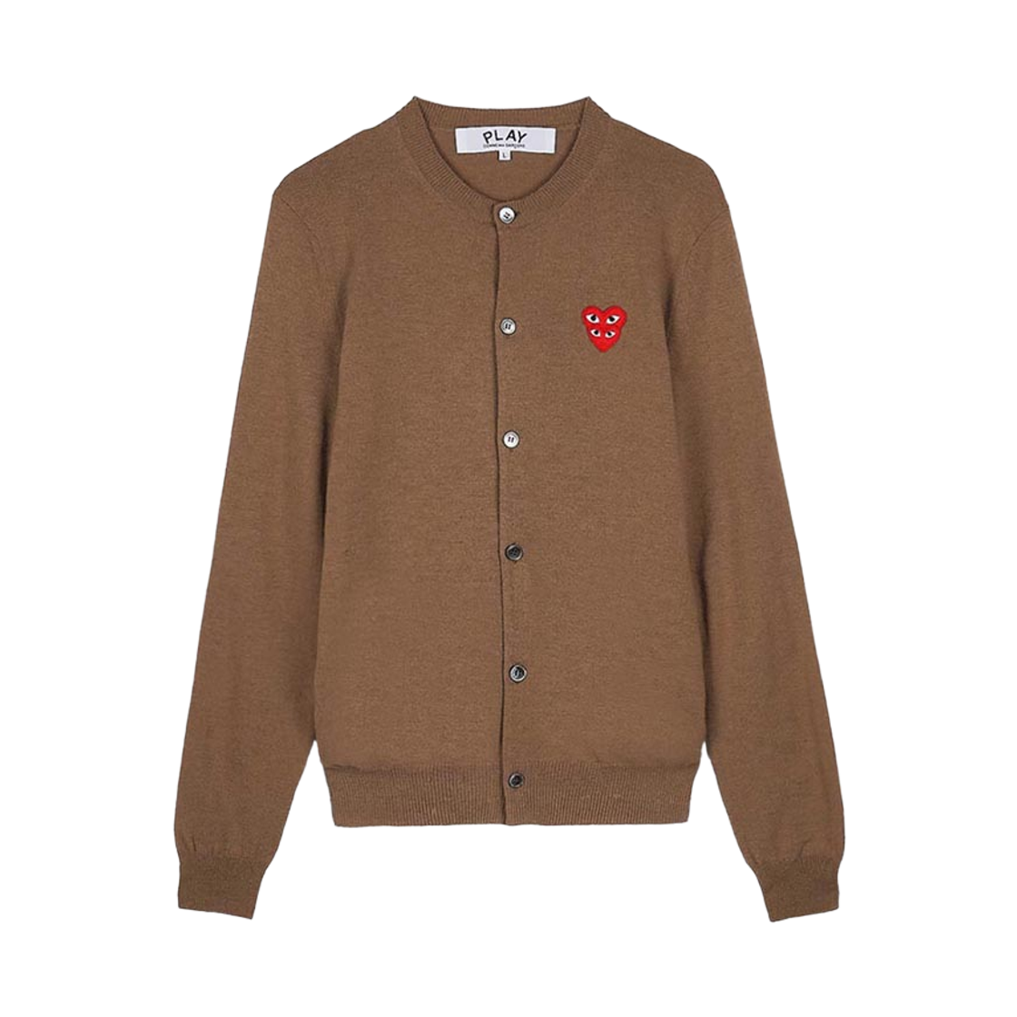 AX-N075-051-3 (W) Play Comme des Garcons Double Heart Cardigan Brown