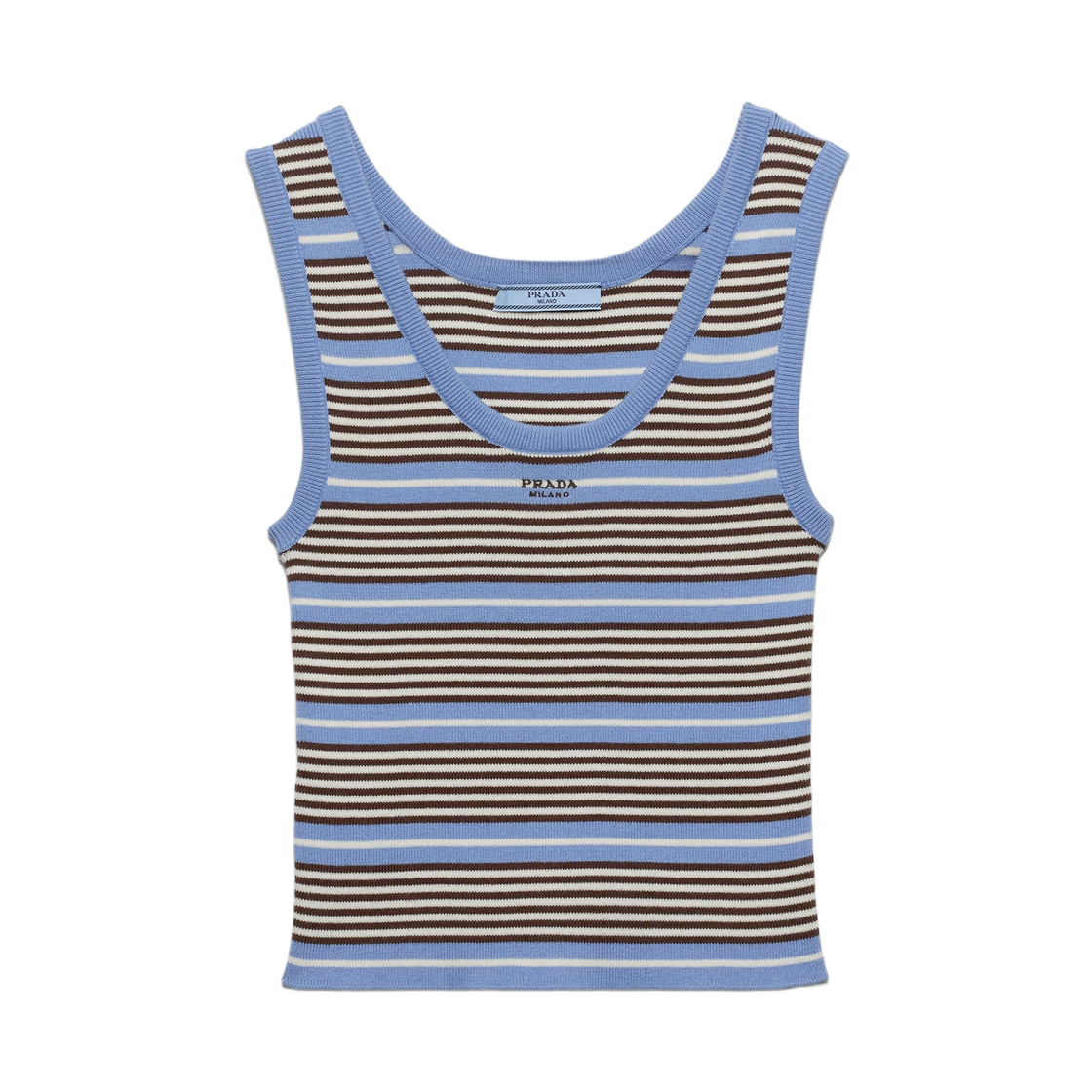 P29C06-19IM-F061M (W) Prada Cotton Knit Tank Top Light Blue White