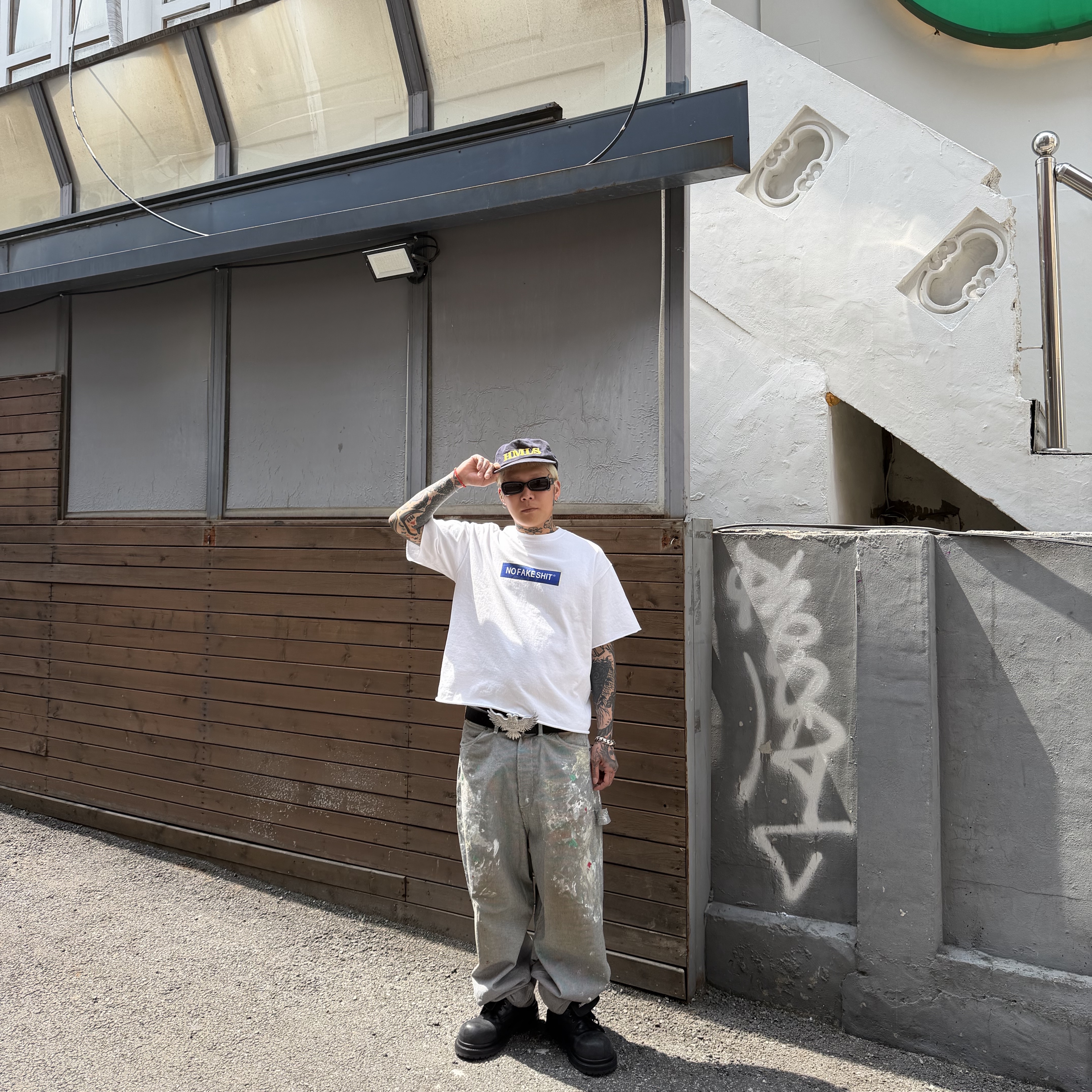 NOFAKESHIT Hot Box, Hommless HMLS  Vintage 5 Panel Hat Navy 착용 스타일 - 1