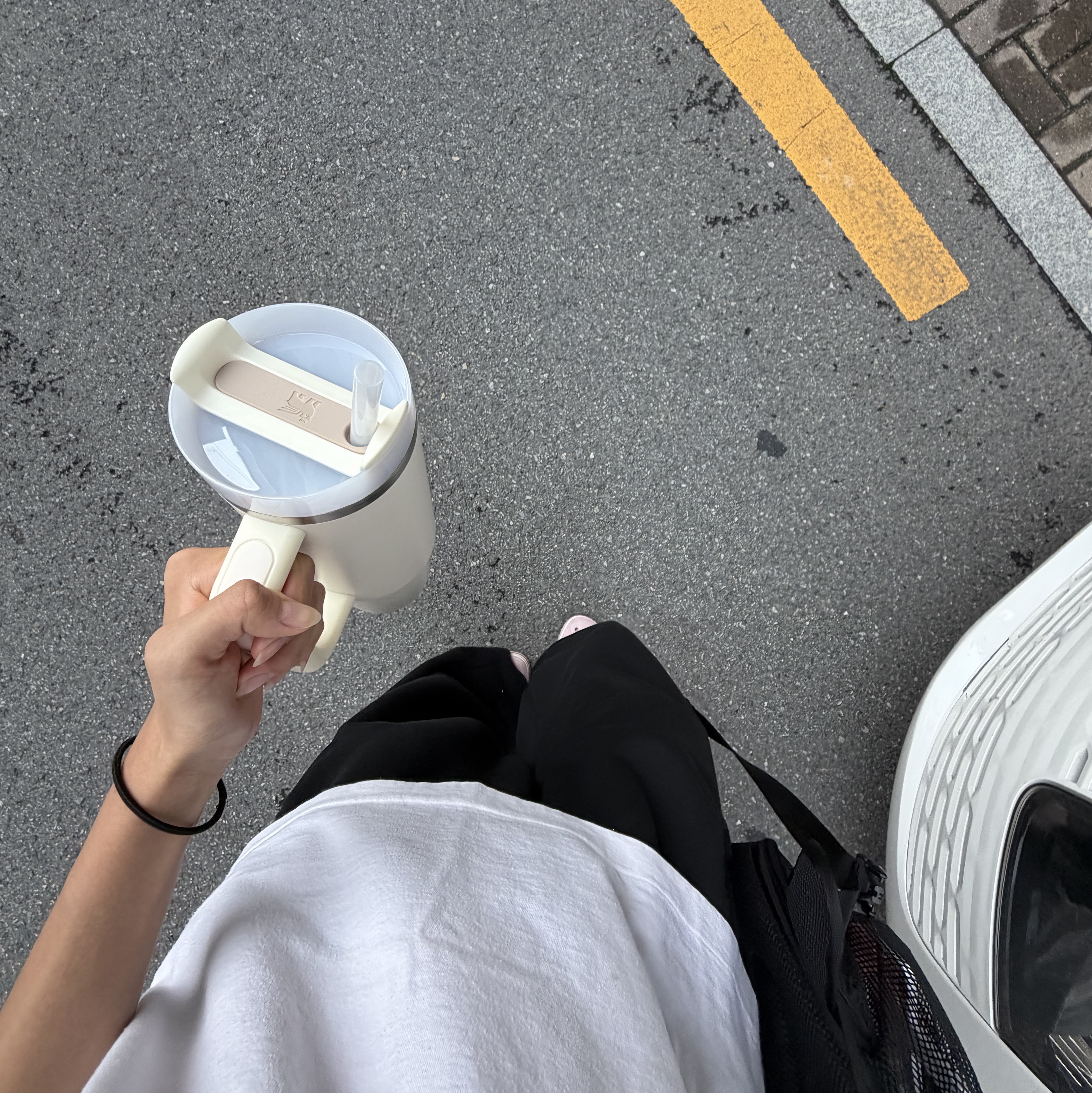Stanley The Quencher H2.0 Flowstate Tumbler 887ml Cream 2.0 착용 스타일