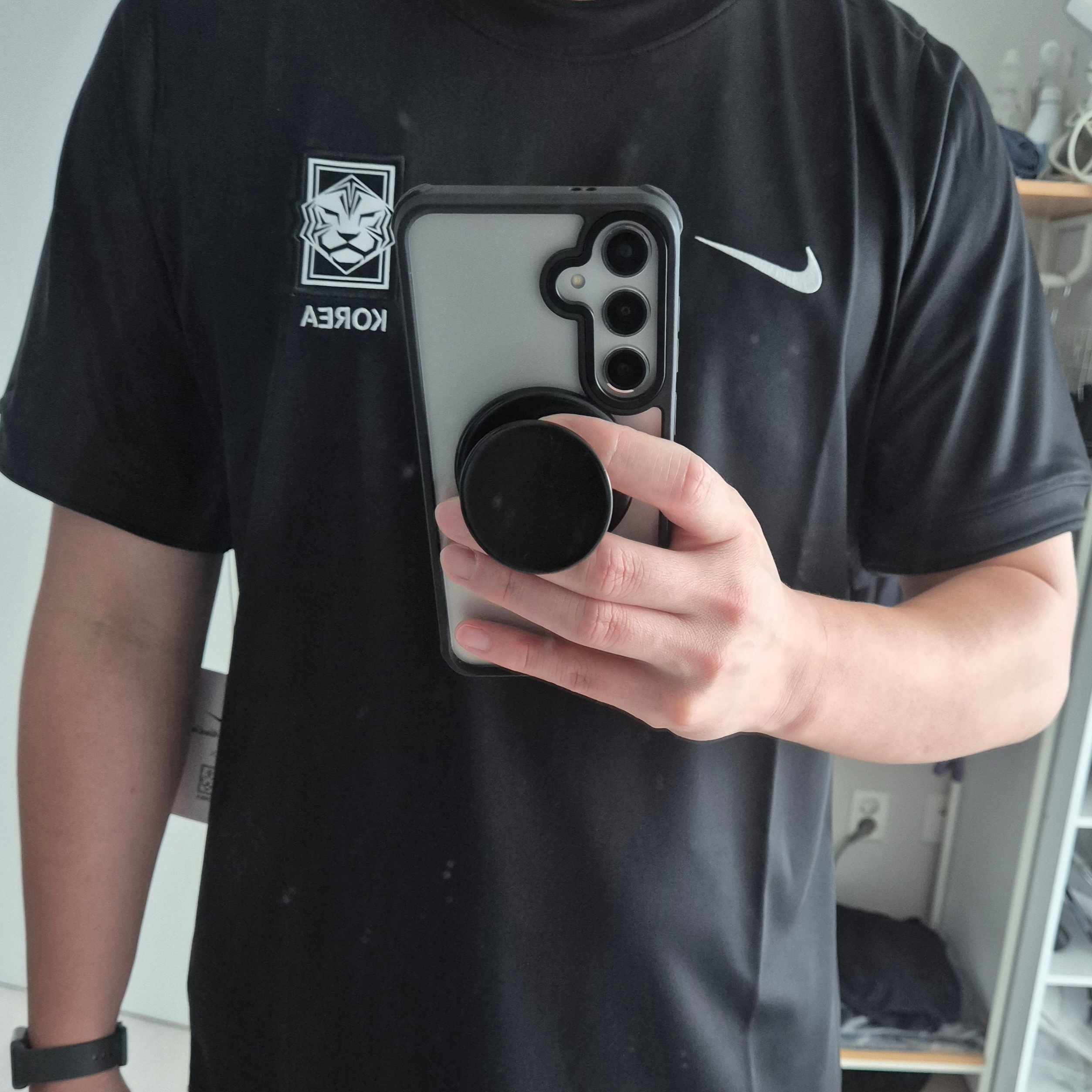 Nike x Peaceminusone Korea Academy Pro Short-Sleeve Football Top Black White (IH1682-010) 착용 스타일