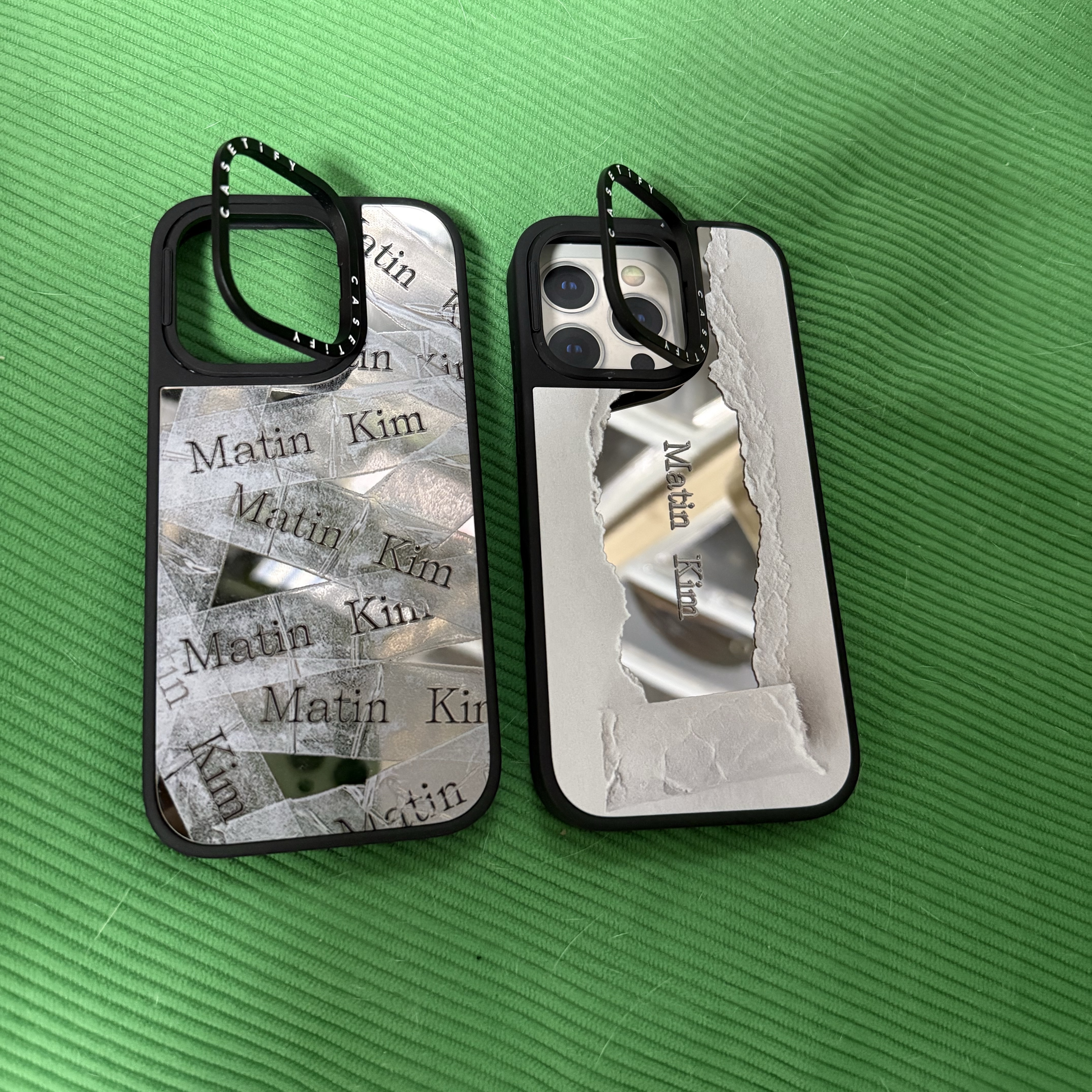 Castify x Matin Kim iPhone Tape Magsafe Compatible Mirror Case Silver Mirror Black Bumper 착용 스타일