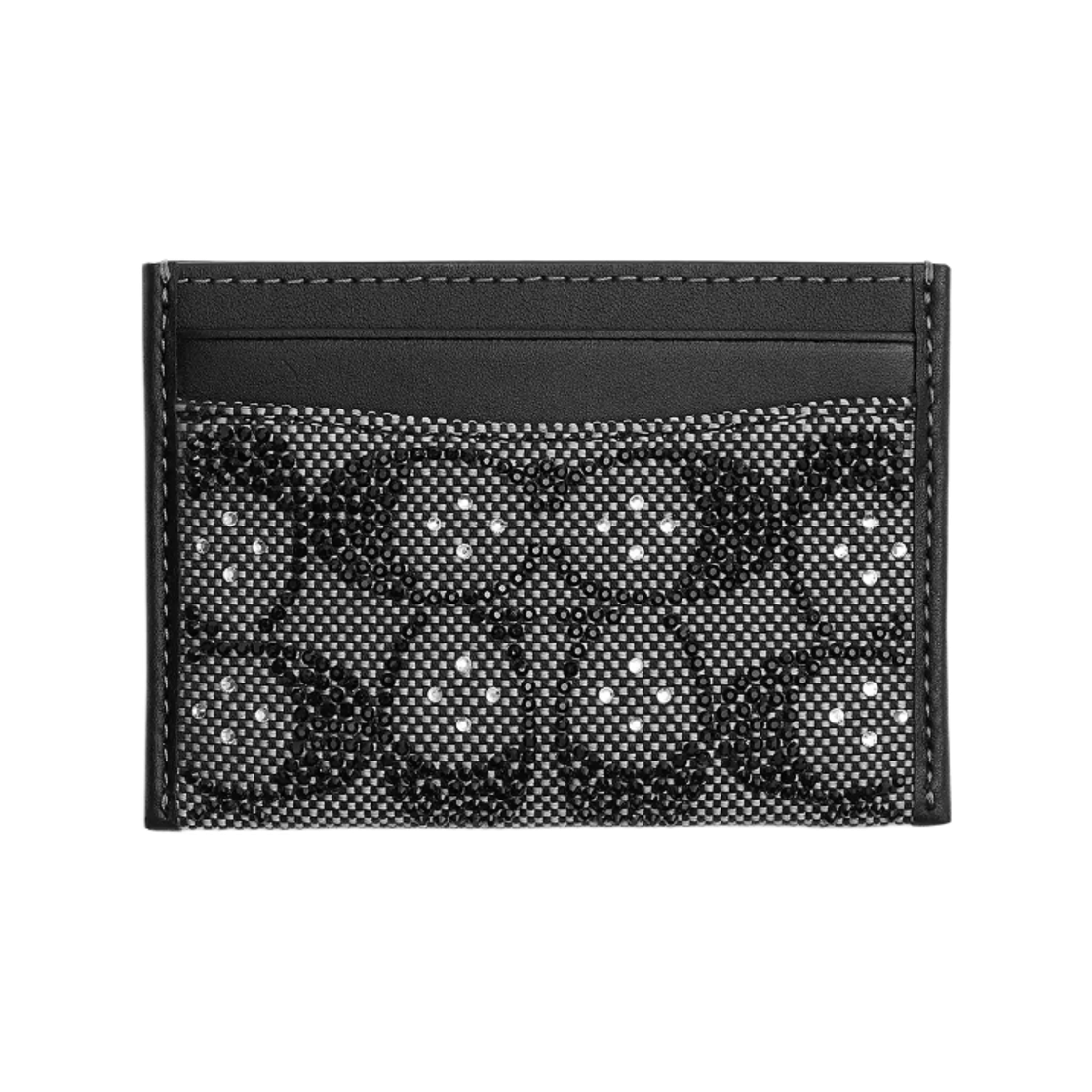 코치 에센셜 크리스탈 시그니쳐 자카드 카드 케이스 실버 블랙(Coach Essential Card Case in Crystal Signature Jacquard Silver Black)