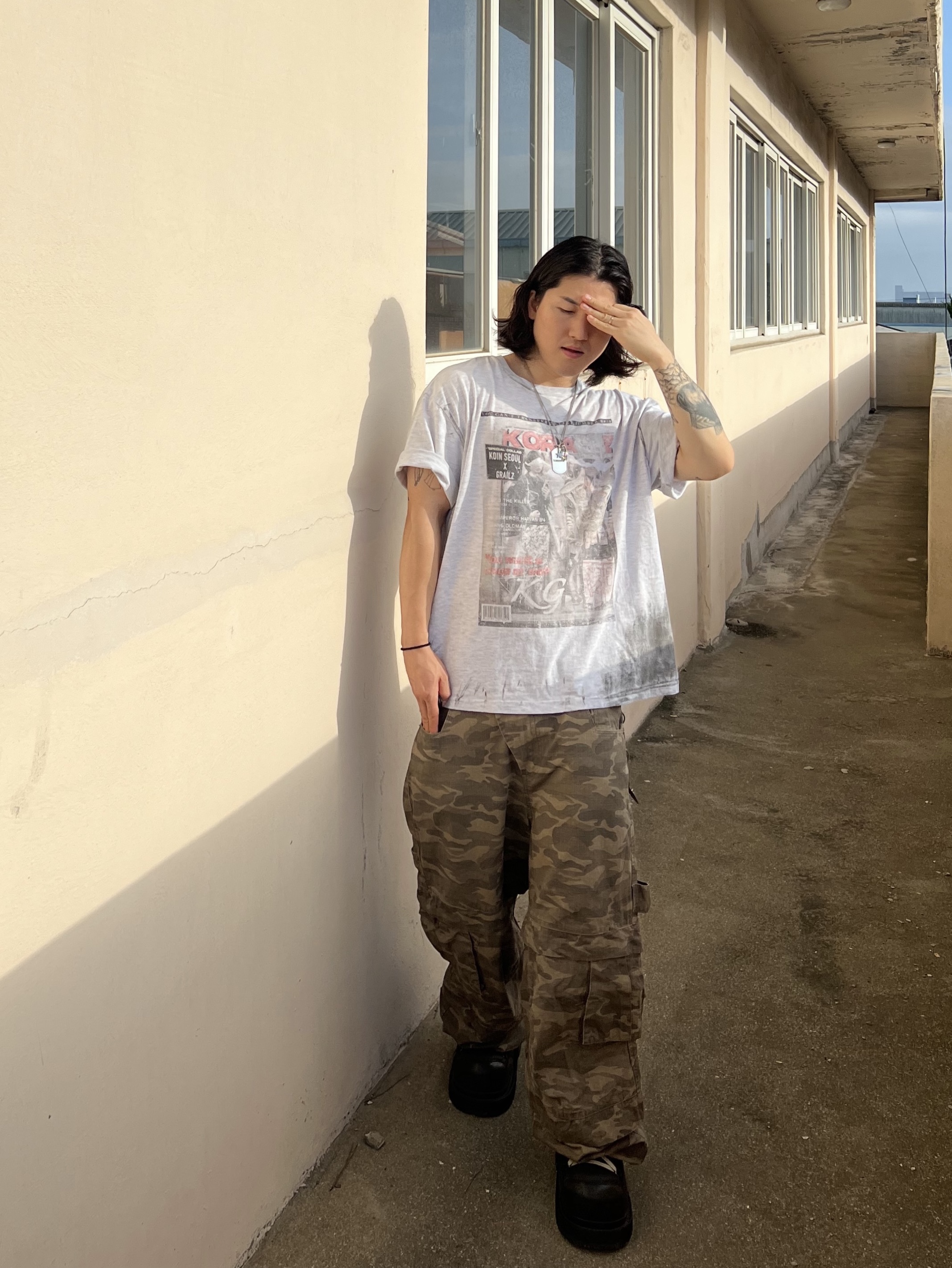 Epr. Layer Double Strap Belt, [KREAM Exclusive] Kamien Titan Baggy Pants Kream Camo 착용 스타일 - 8