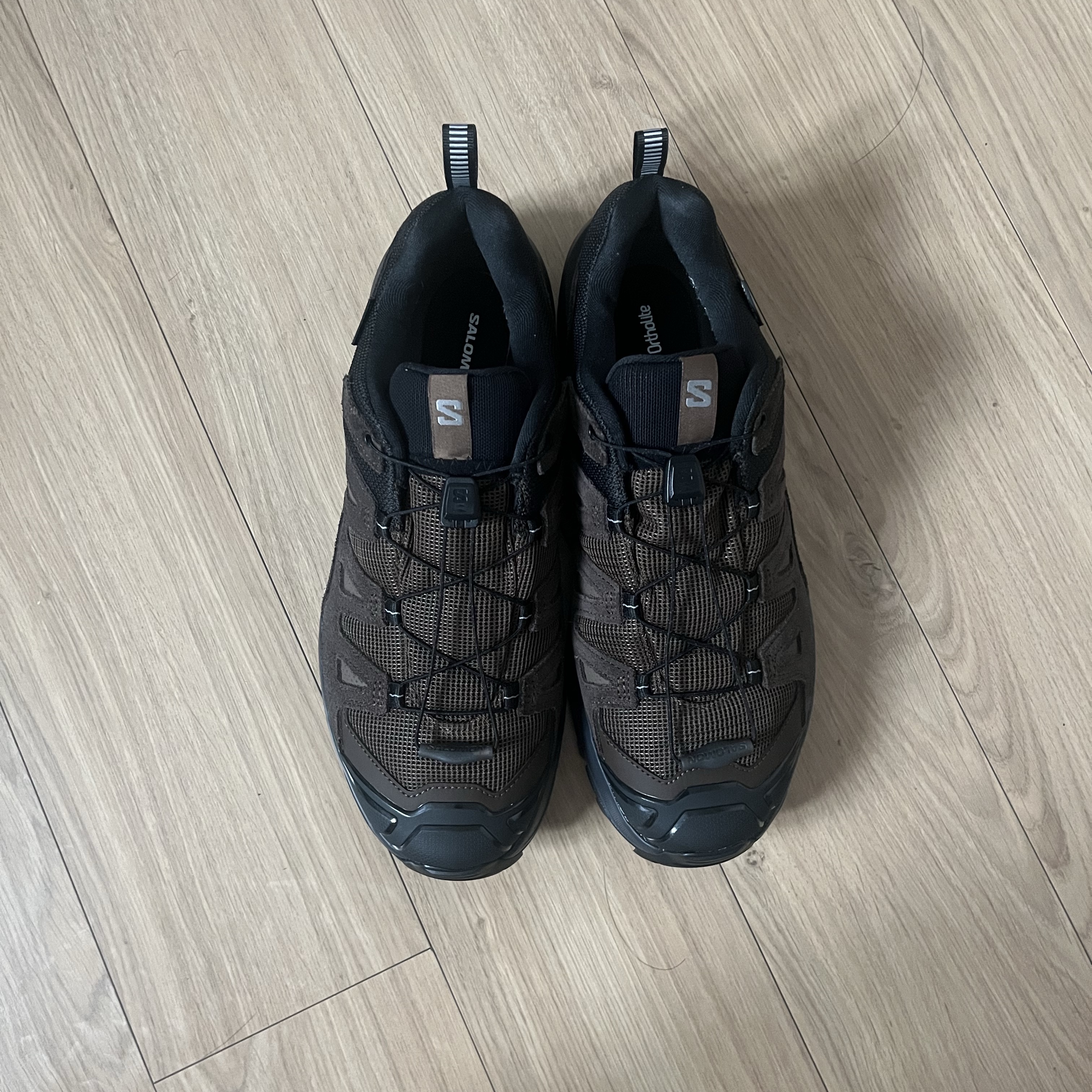 Salomon X Ultra 360 Leather GTX Dark Earth Delicioso 착용 스타일 - 2