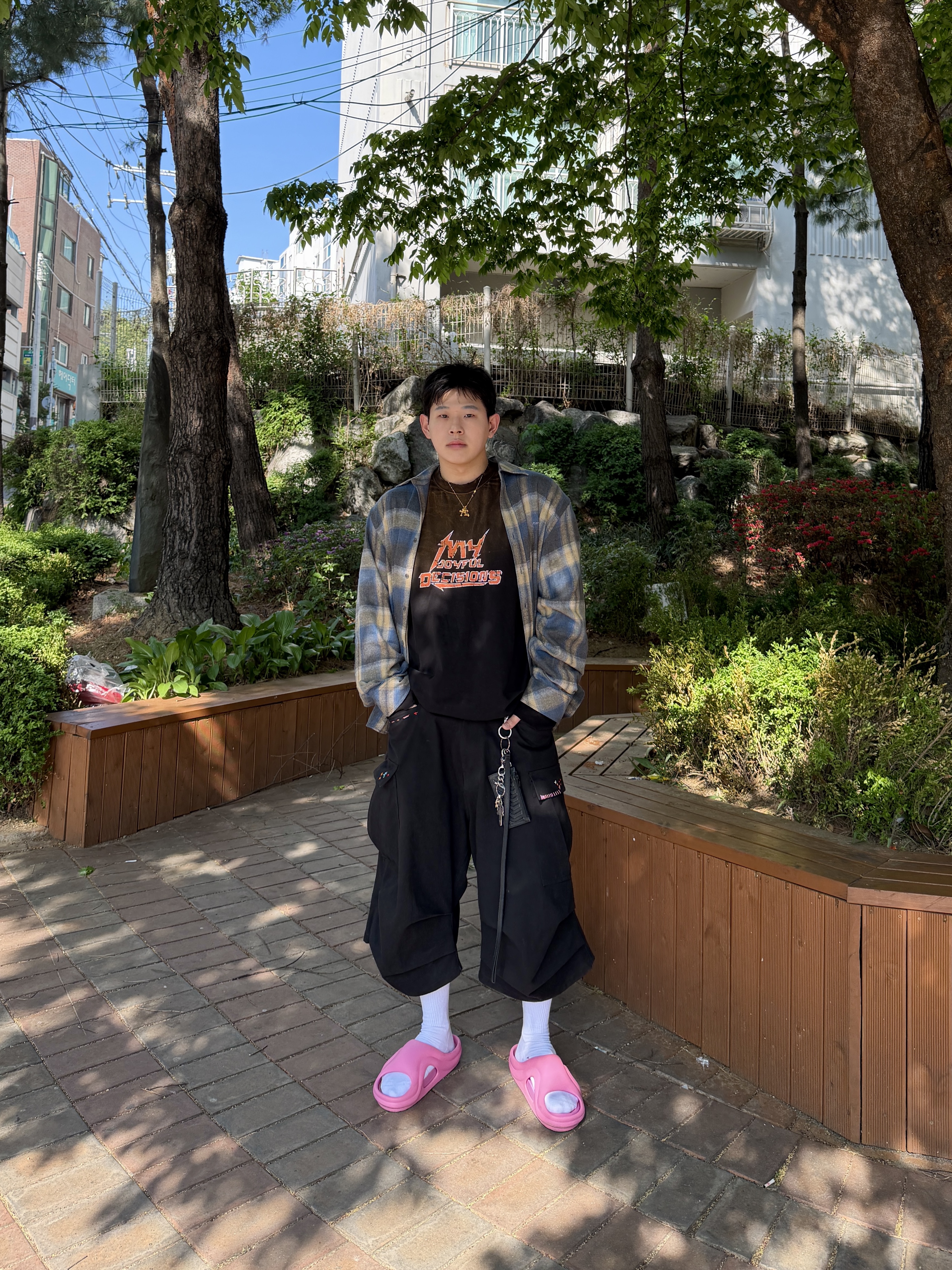 Undermycar Mu.73 Anti Fxxking Logo Play Basic Long Sleeve Flannel Shirts Sky Beige 착용 스타일 - 5