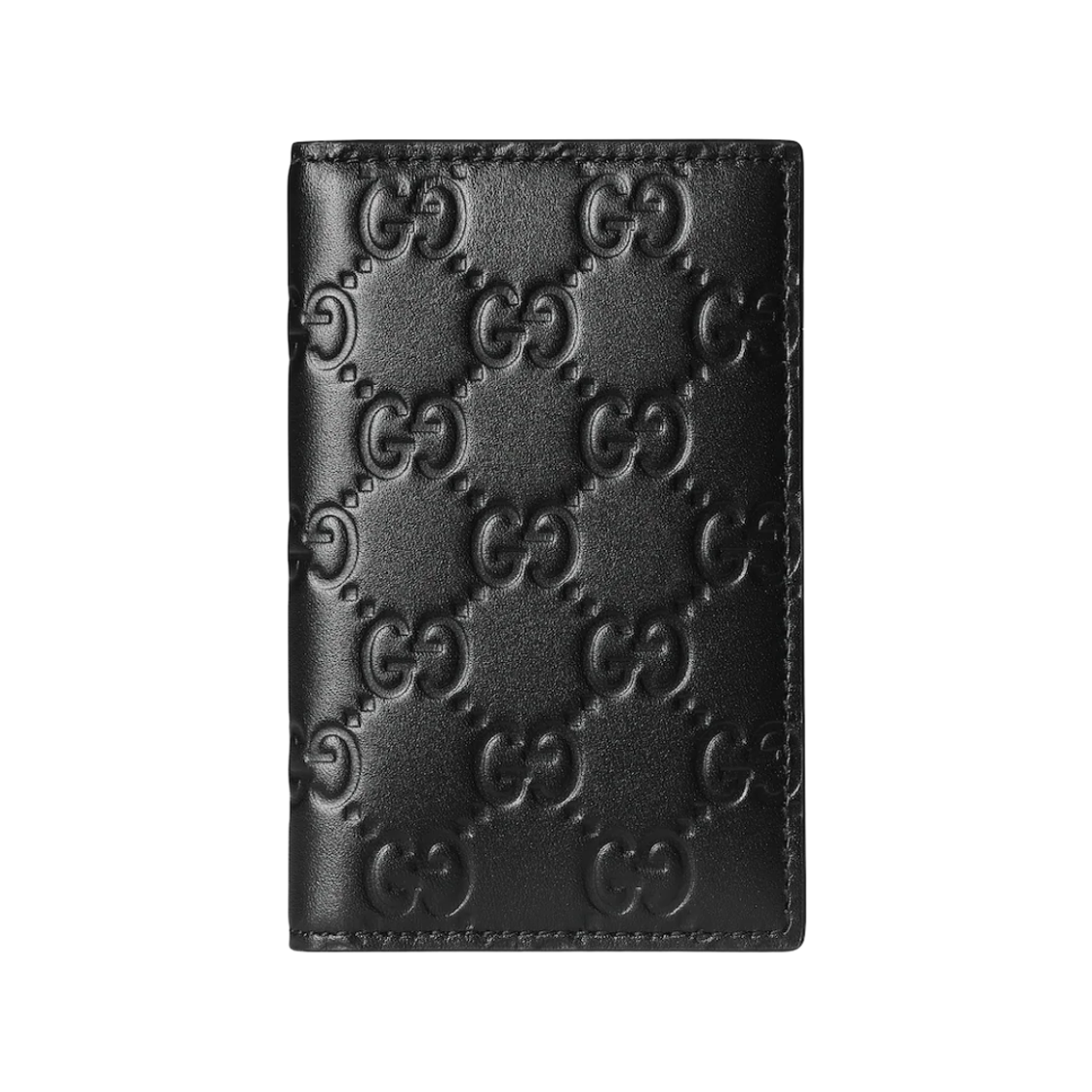 850183-AAFDV-1000 Gucci GG Emblem Card Case Black