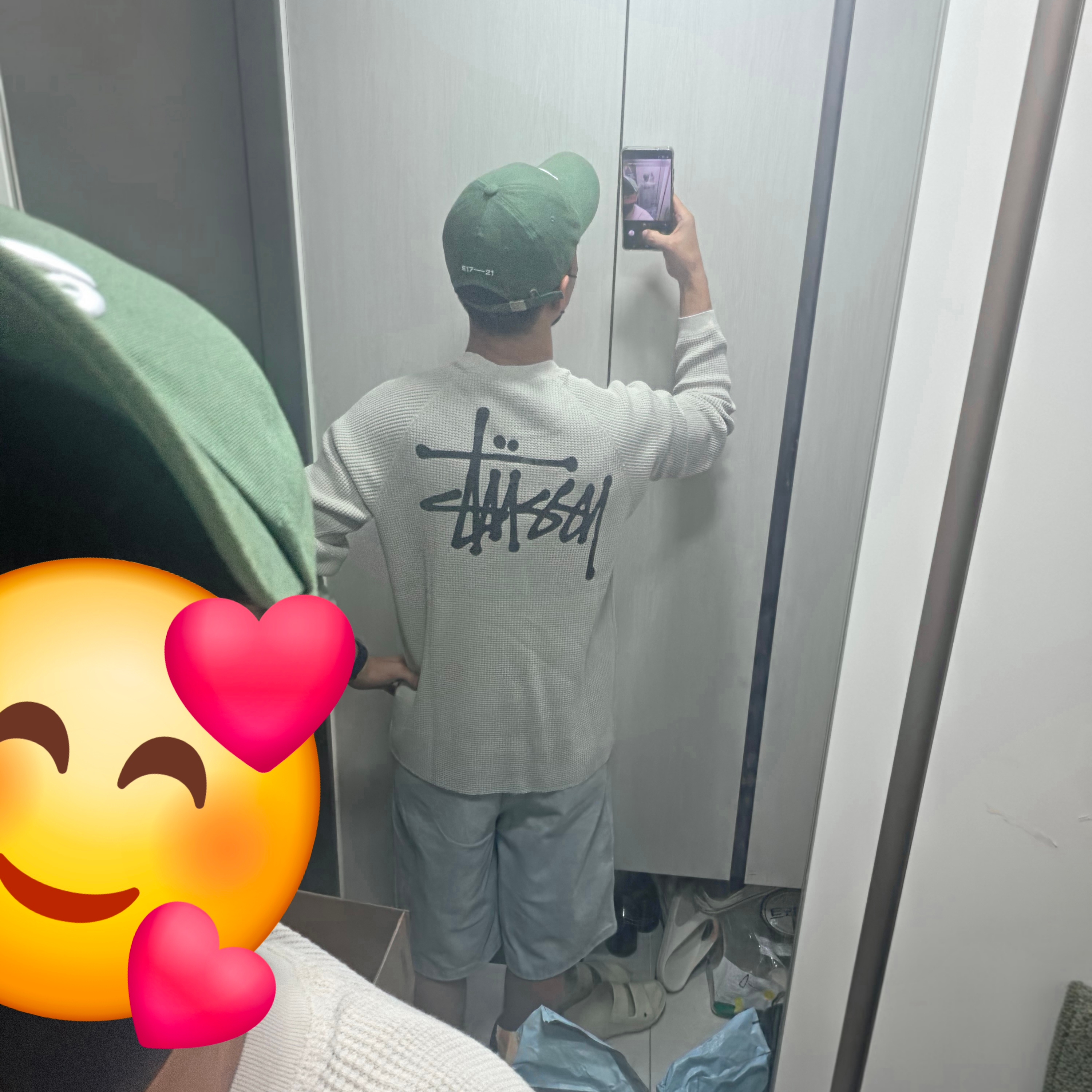 Stussy Raglan Thermal LS Crew Bone 착용 스타일