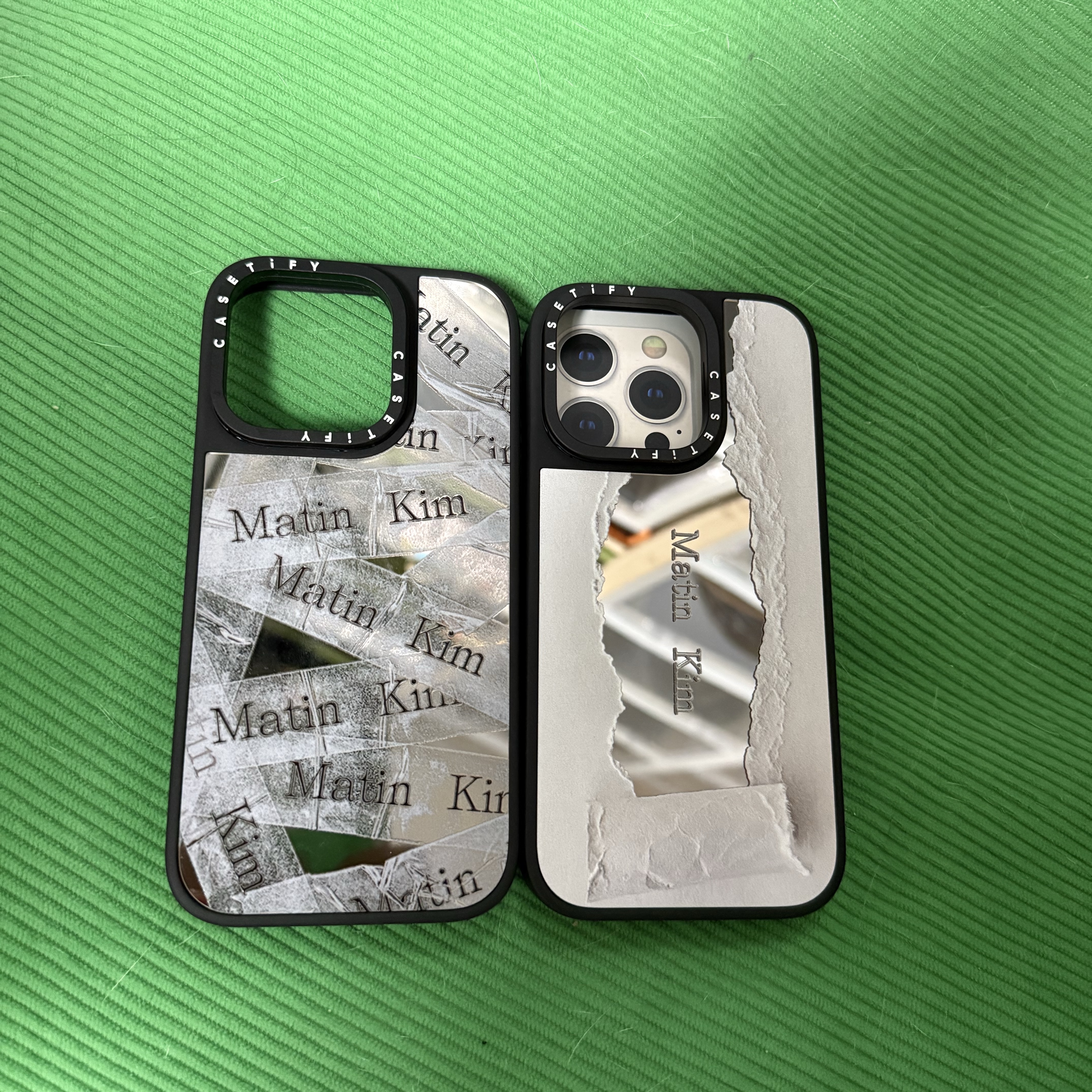 Castify x Matin Kim iPhone Tape Magsafe Compatible Mirror Case Silver Mirror Black Bumper 착용 스타일