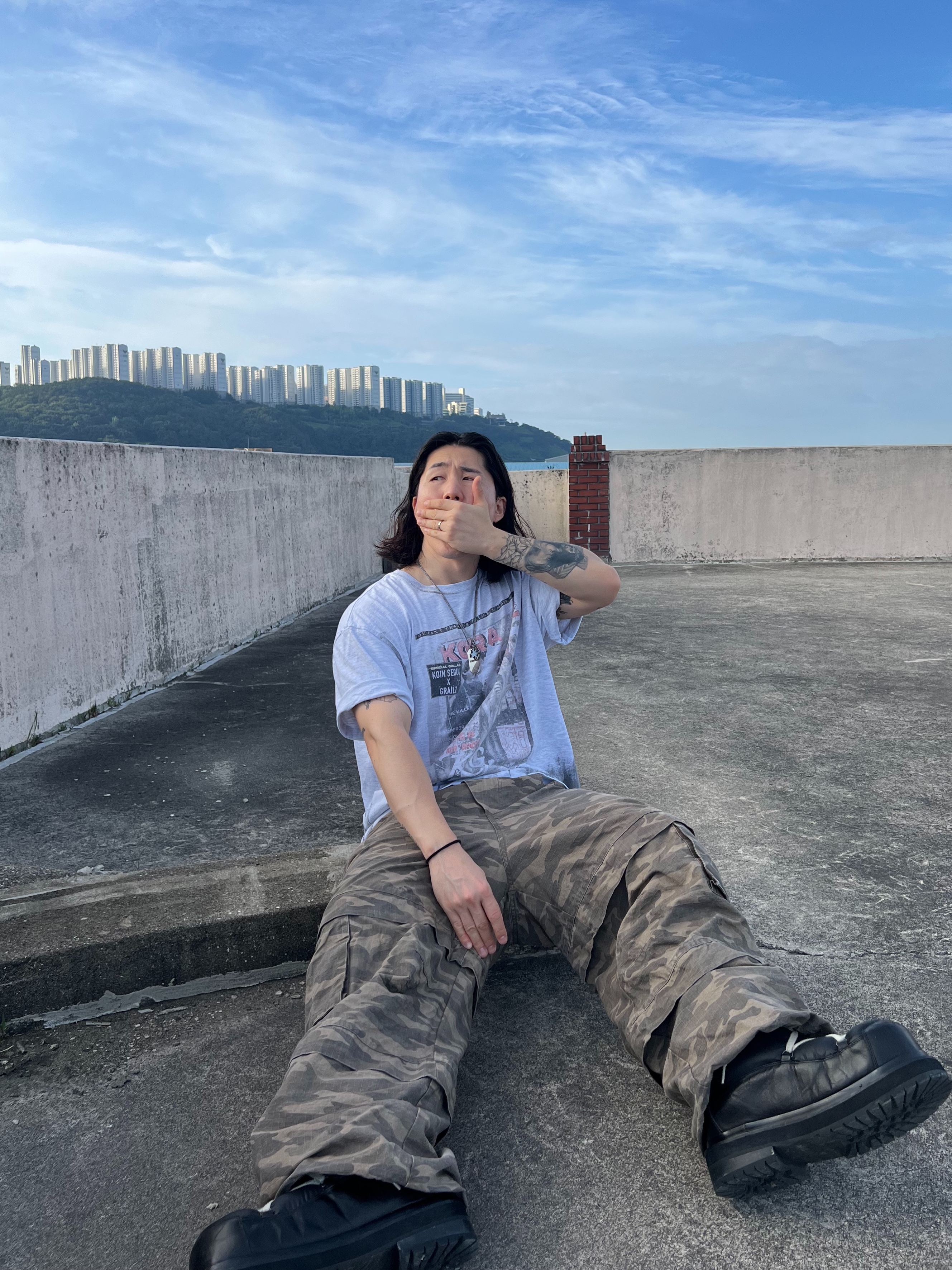 Epr. Layer Double Strap Belt, [KREAM Exclusive] Kamien Titan Baggy Pants Kream Camo 착용 스타일 - 6