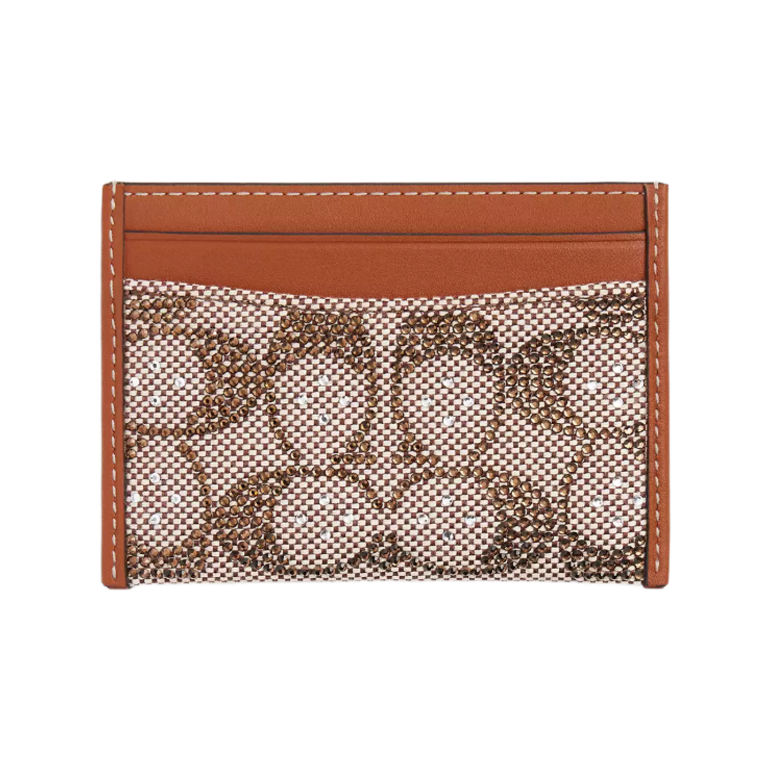 코치 에센셜 크리스탈 시그니쳐 자카드 카드 케이스 실버 버니쉬드 엠버(Coach Essential Card Case in Crystal Signature Jacquard Silver Burnished Amber) - 1
