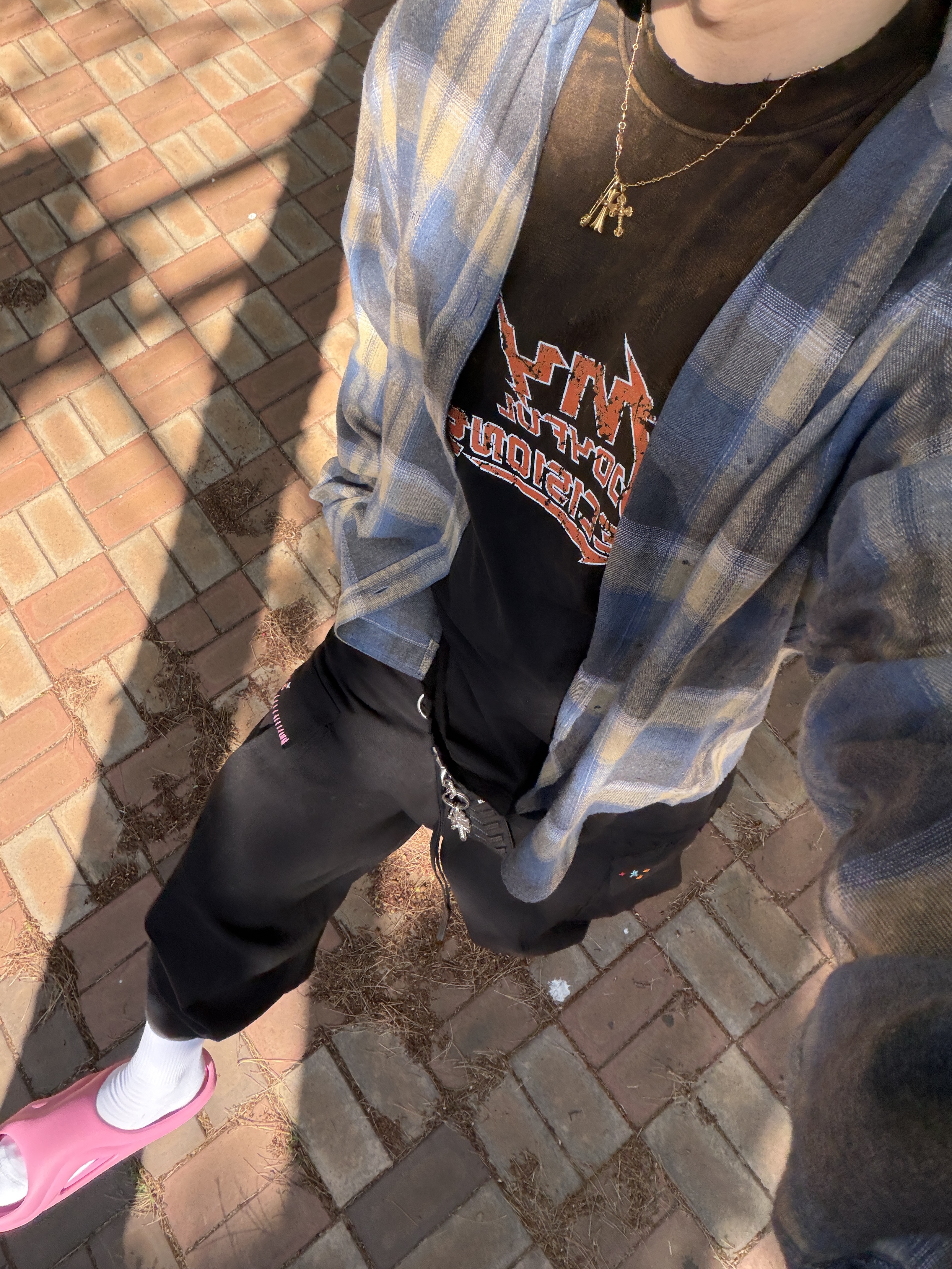 Undermycar Mu.73 Anti Fxxking Logo Play Basic Long Sleeve Flannel Shirts Sky Beige 착용 스타일 - 2