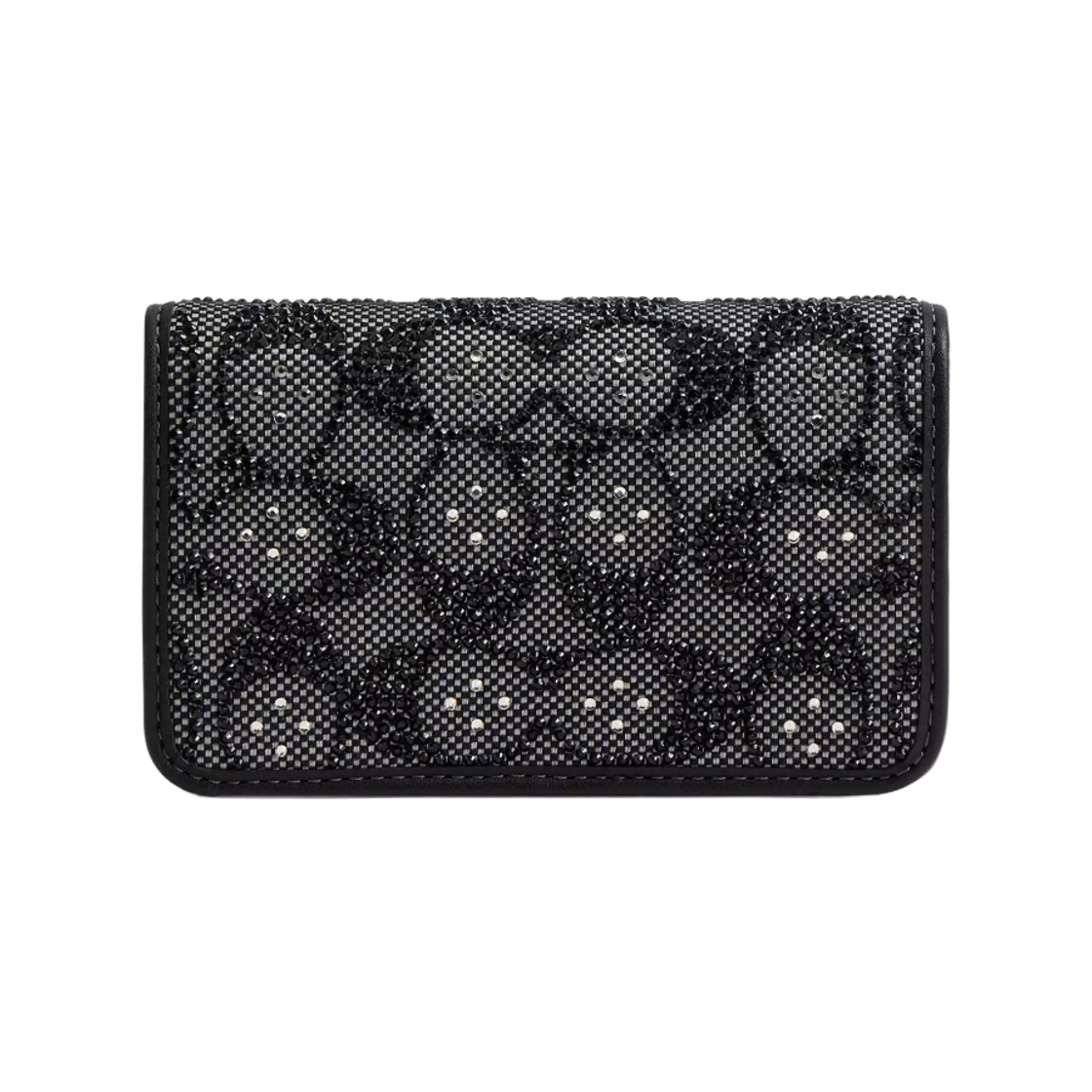 코치 에센셜 크리스탈 시그니쳐 자카드 슬림 카드 케이스 실버 블랙(Coach Essential Slim Card Case in Crystal Signature Jacquard Silver Black) - 1