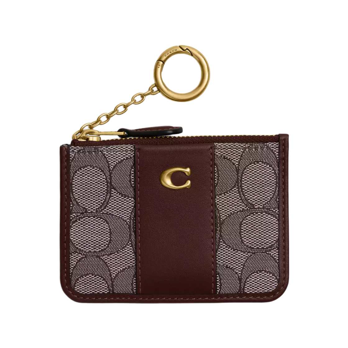코치 에센셜 시그니쳐 자카드 미니 ID 카드 케이스 브라스 오크 메이플(Coach Essential Mini ID Card Case in Signature Jacquard Brass Oak Maple) - 1