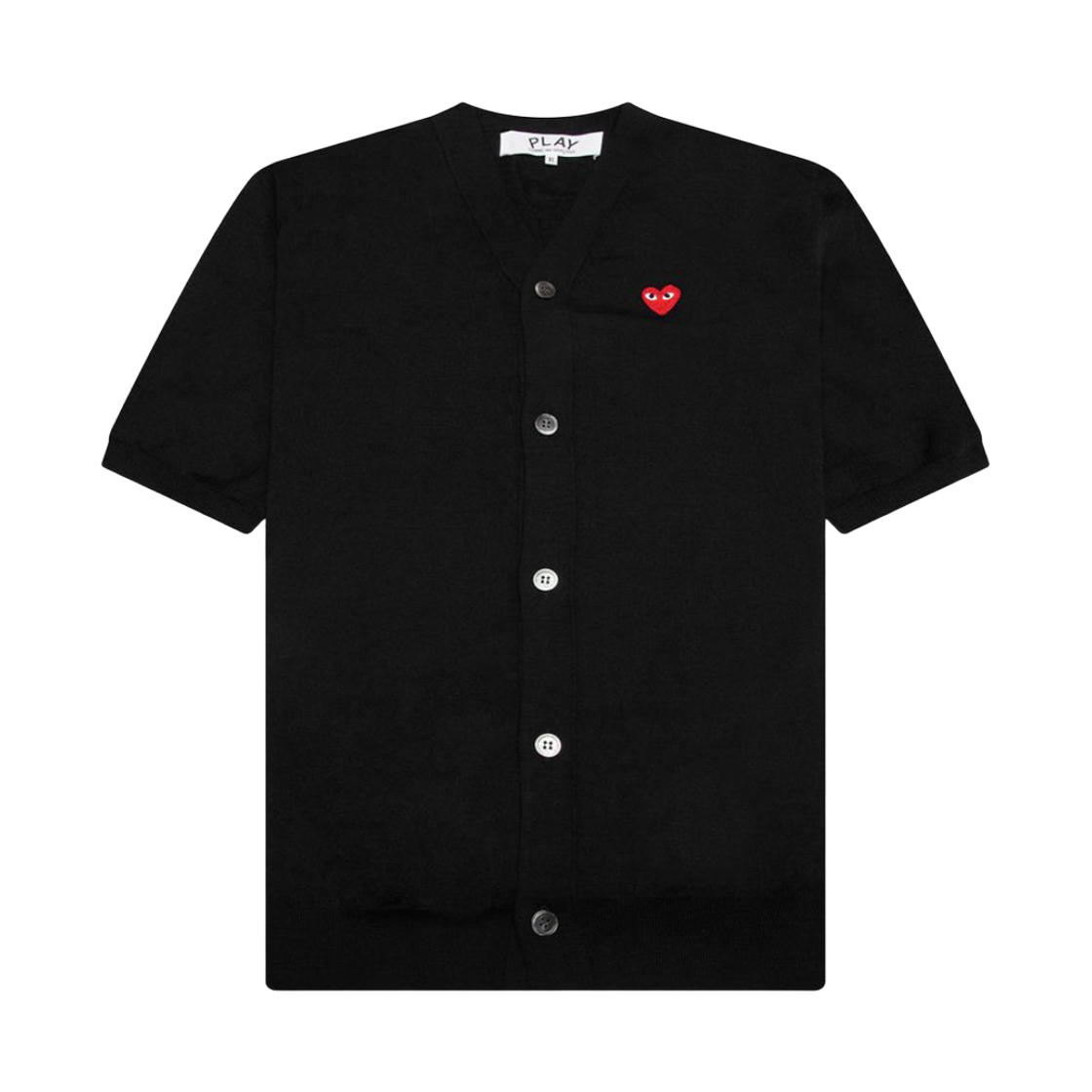 AX-N096-051-1 Play Comme des Garcons Short Sleeve Red Heart Cardigan Black