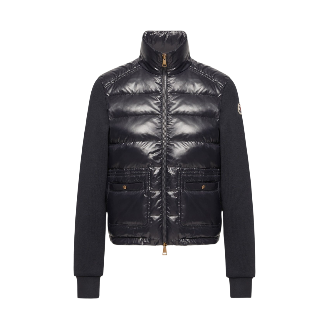 L2-093-8G00017-89BG6-778 (W) Moncler Cotton Zip-Up Sweatshirt with Nylon Front Dark Blue - 26FW