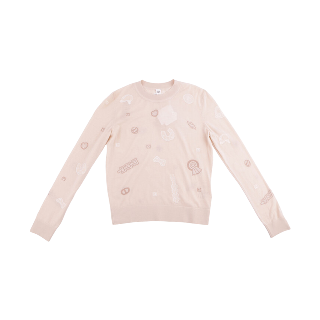 H5H2638D3FH (W) Hermes Candy Libris Long Sleeve Sweater Blanc Cygne