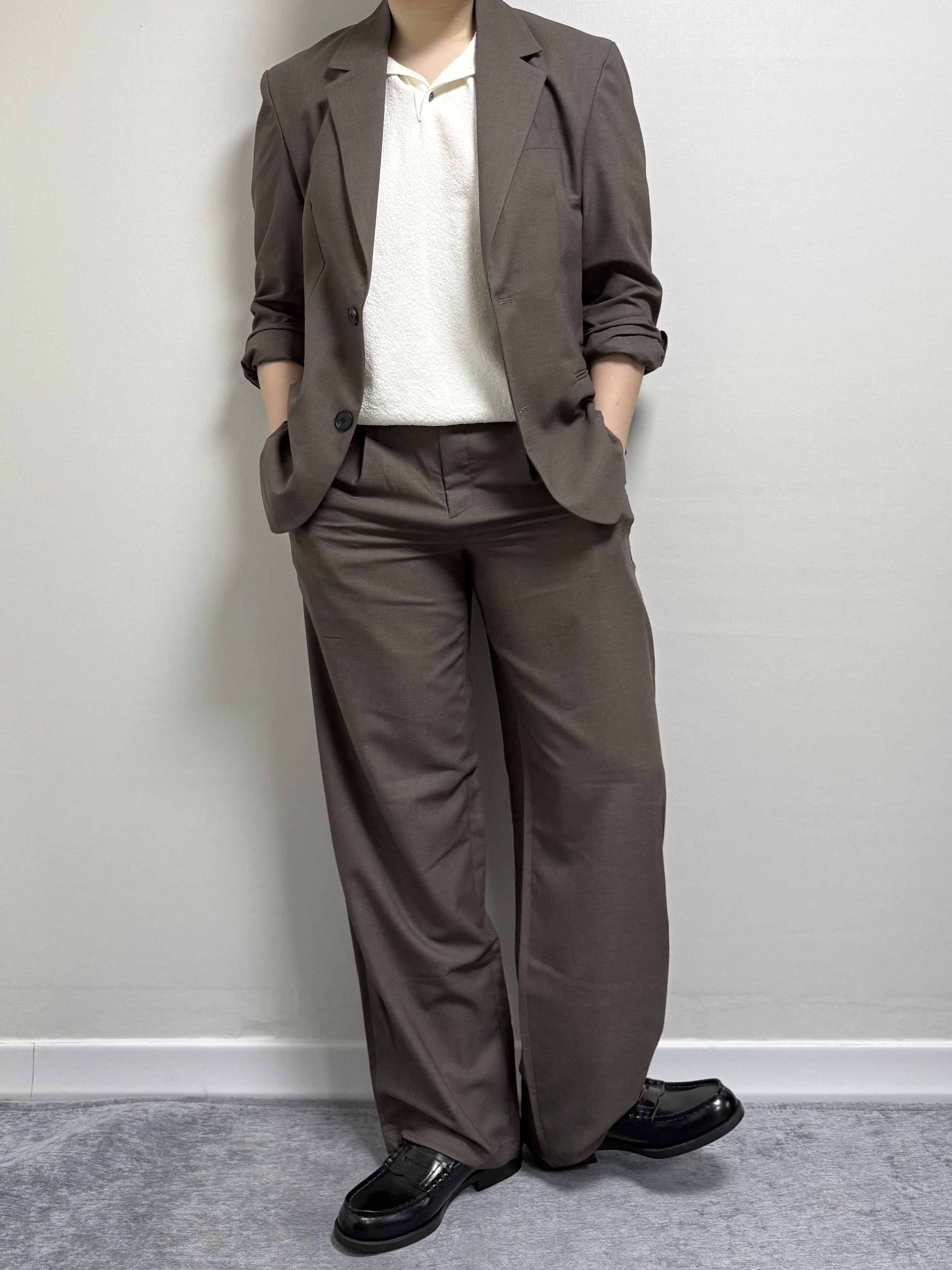 Haruta HS-906 Penny Loafer Black 착용 스타일 - 1