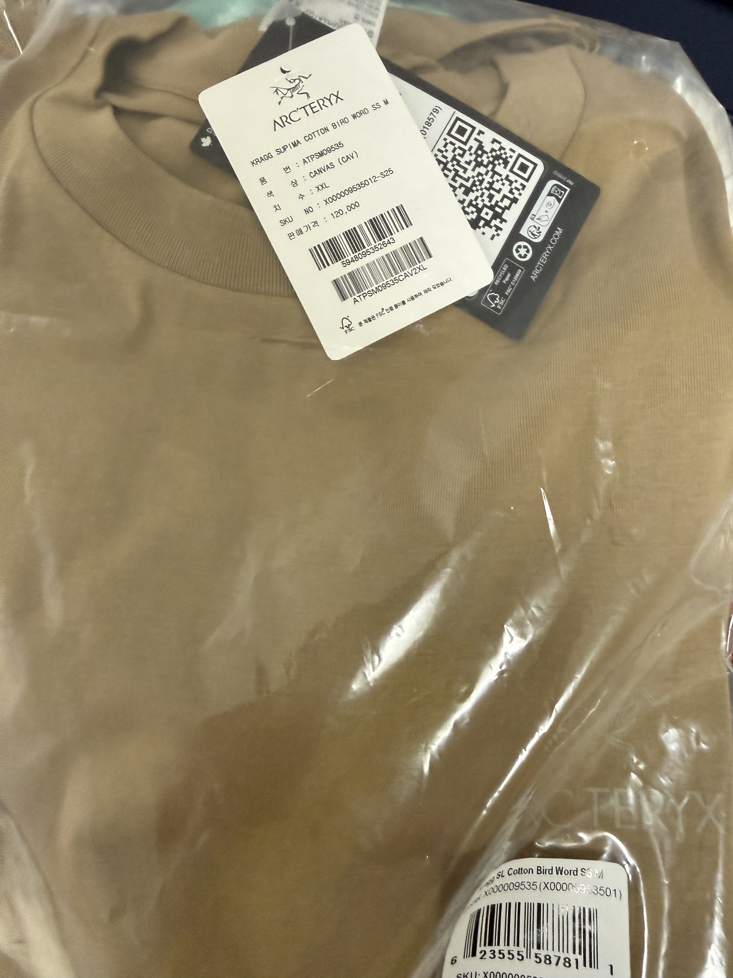 Arc'teryx Kragg SL Cotton Bird Word SS T-Shirt Canvas 착용 스타일