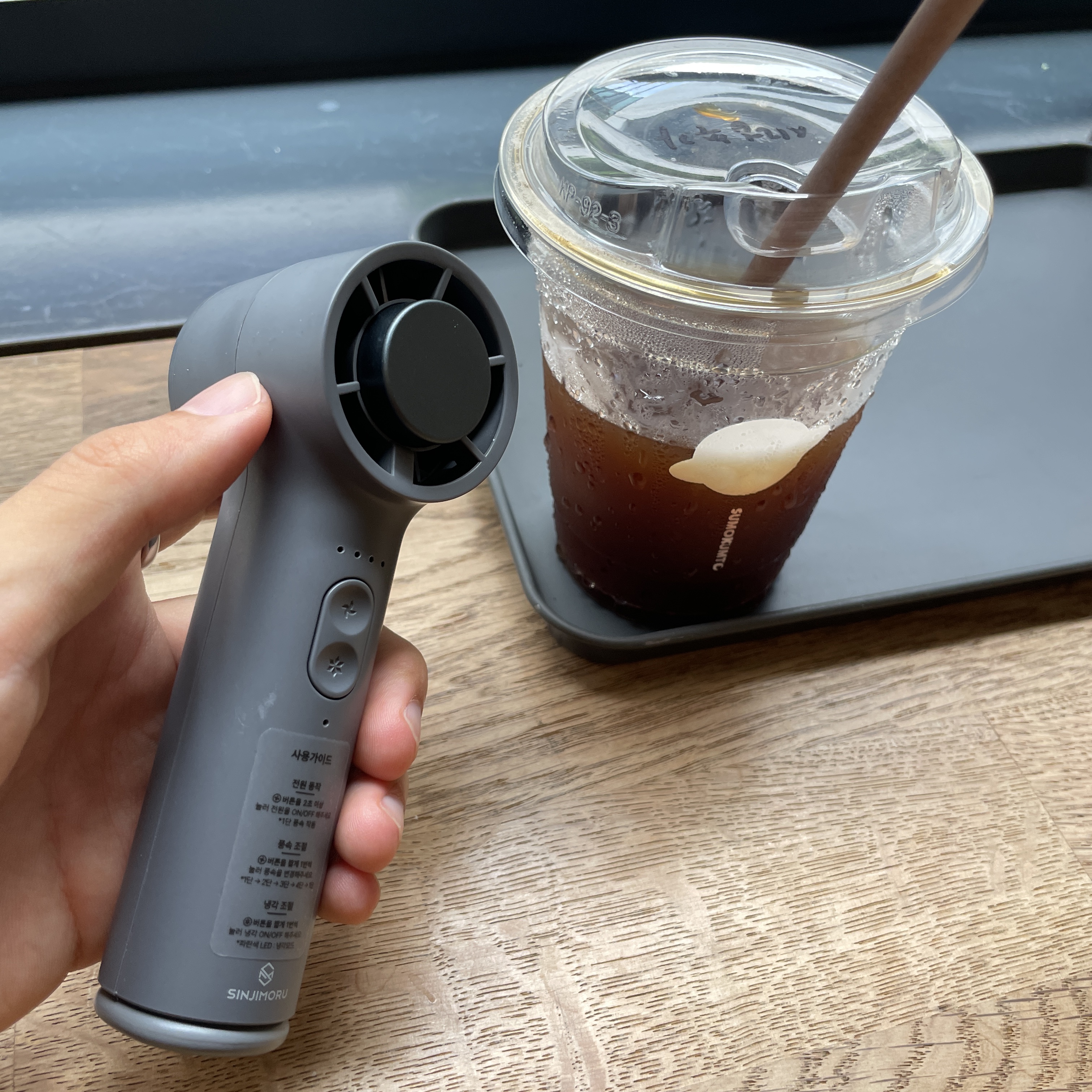 SINJIMORU Cooling Cooler Opuriem Cooler Fan Mini Ultra Mini Fan Portable Fan Handheld Fan Gray 착용 스타일 - 1