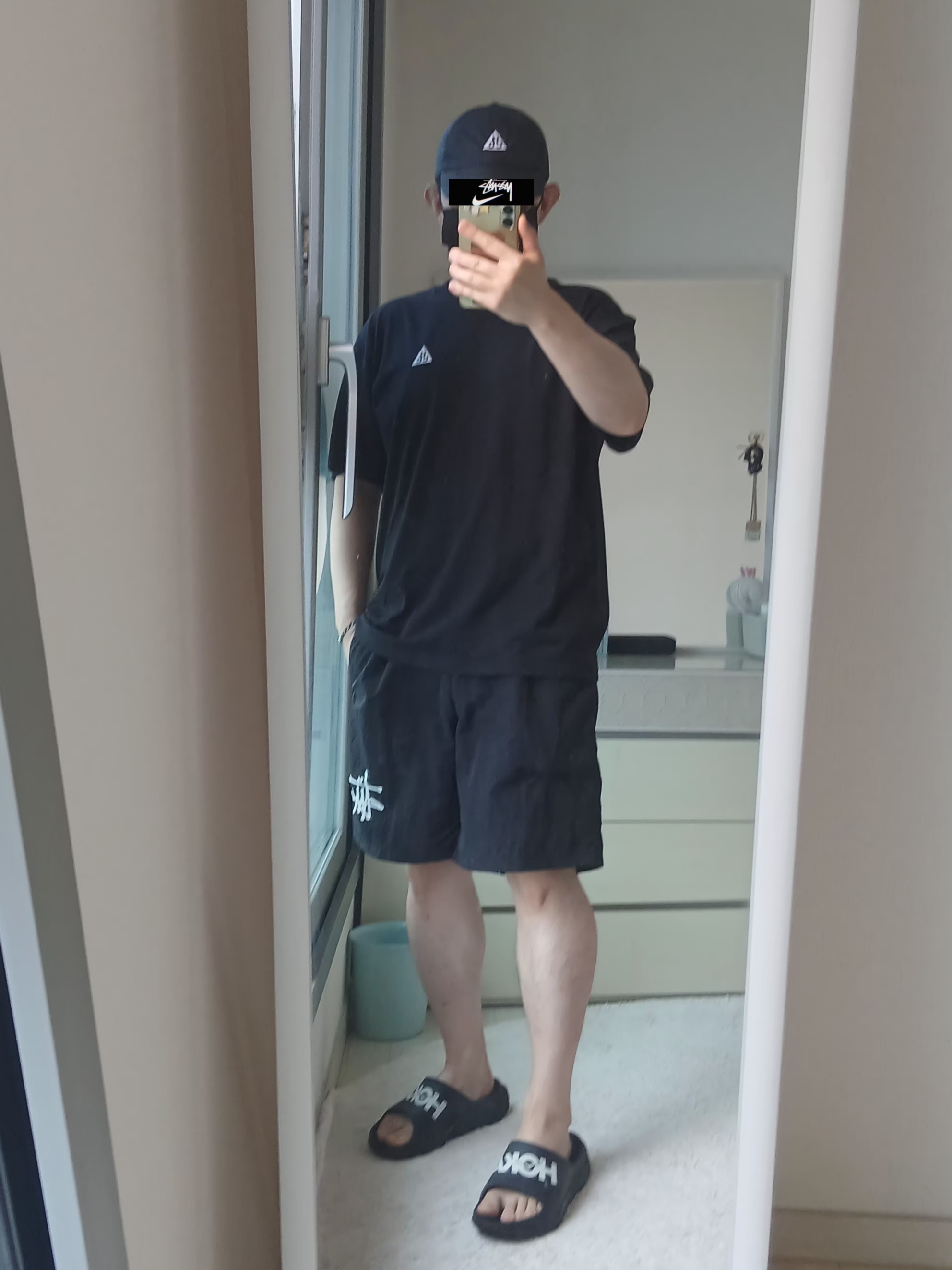 Nike ACG Trail Cap Black, Stussy Big Stock Water Shorts Black 착용 스타일 - 5