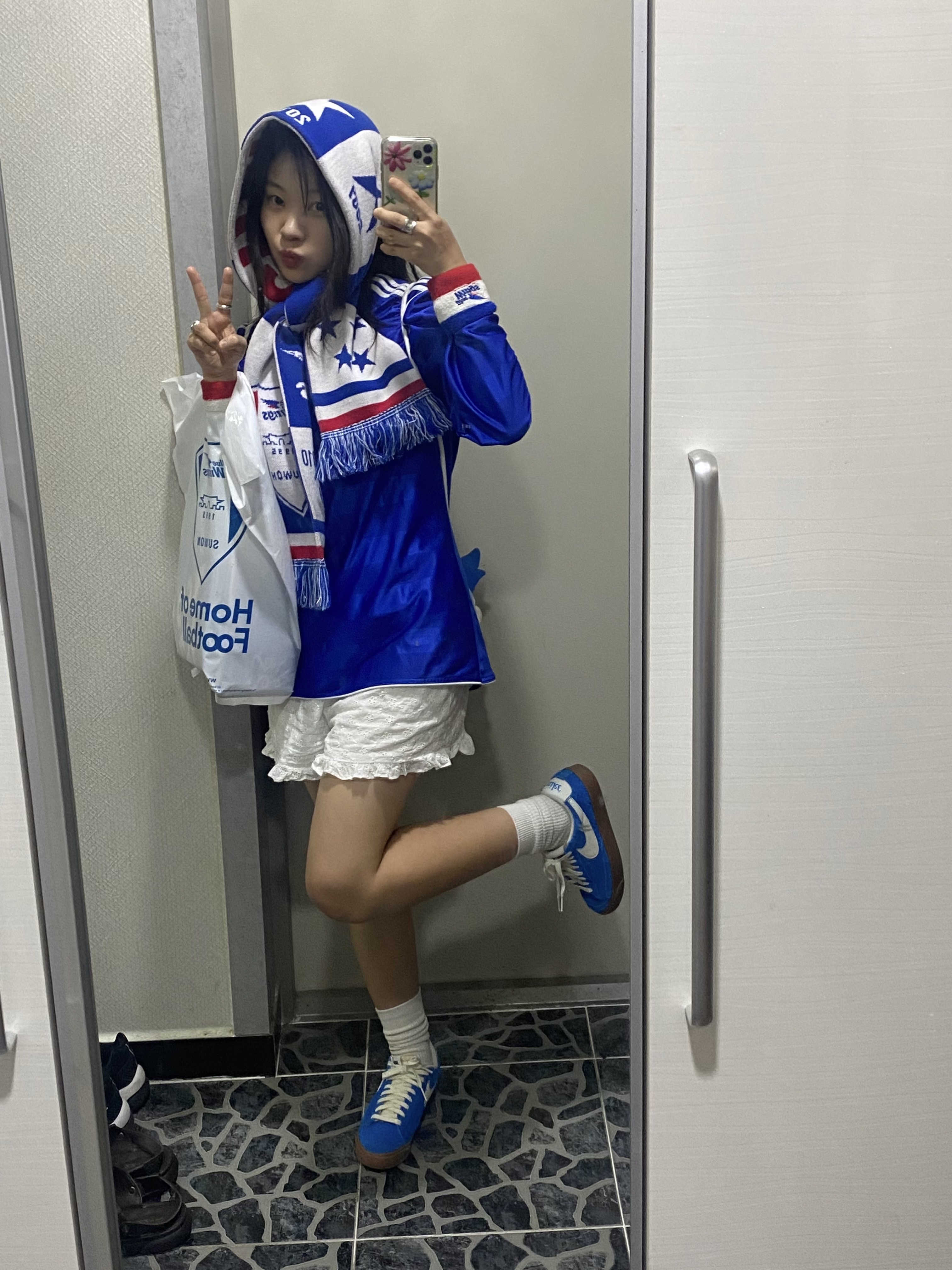 K League x Sanrio Characters 2025 Gym Hangyodon Suwon Samsung Bluewings Blue, (W) Nike Blazer Low '77 Vintage Photo Blue Sail 착용 스타일 - 2