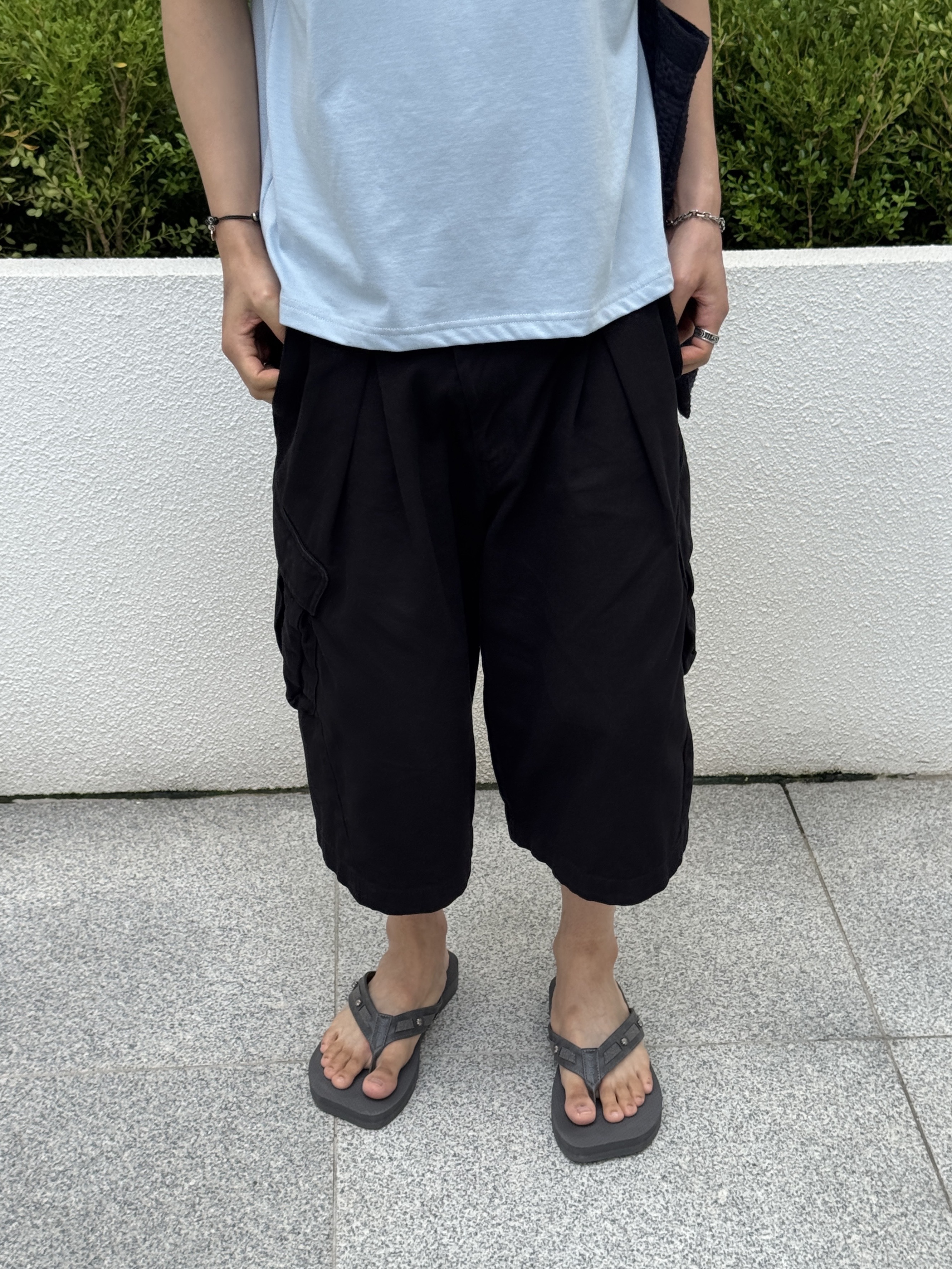 Sansan Gear Capri Pants Black_26SS, SUBCATEGORY SUB_F831 Gray 착용 스타일 - 2