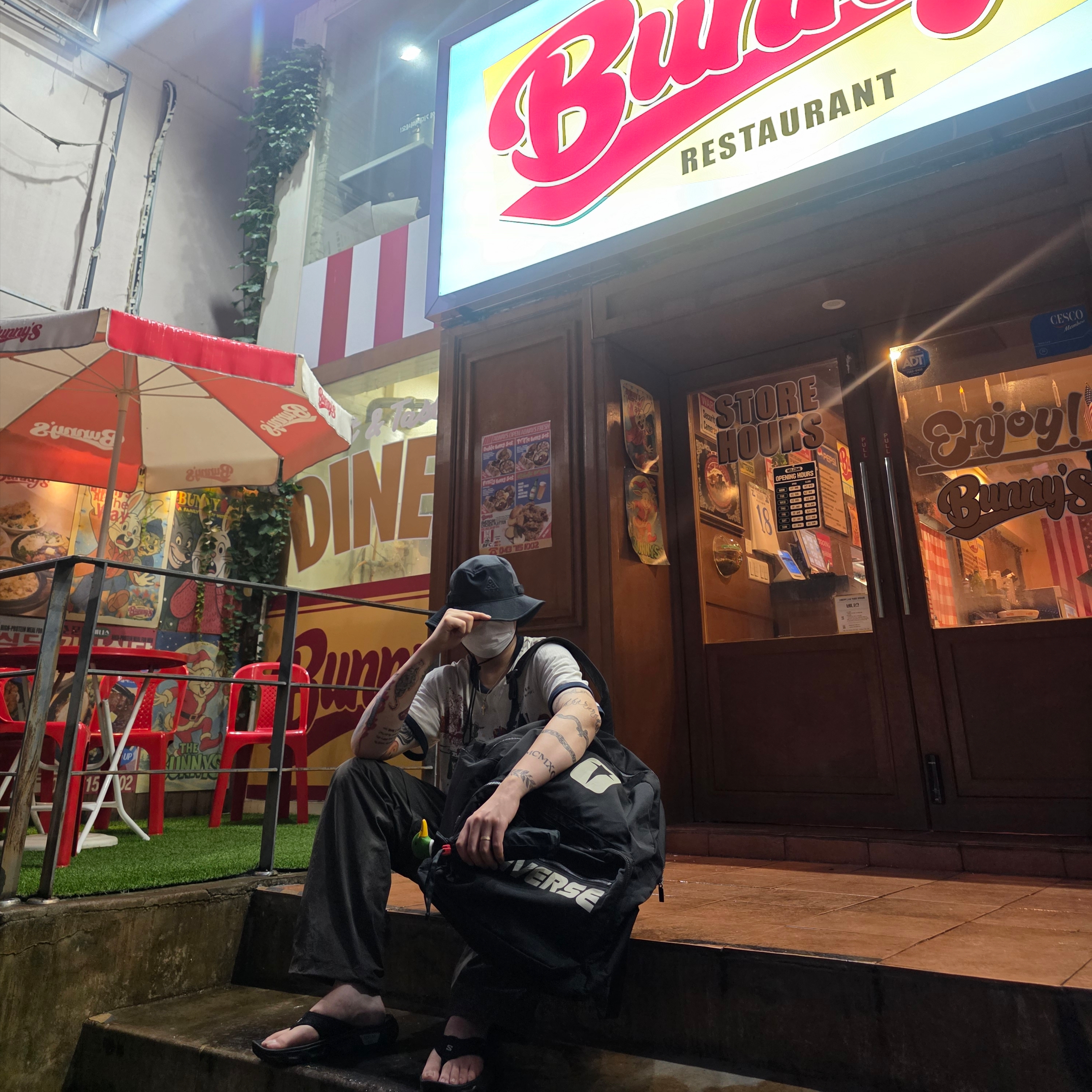 Human Made Duck Compact Umbrella Black, Nike ACG SSNL Bucket Black White 착용 스타일 - 1