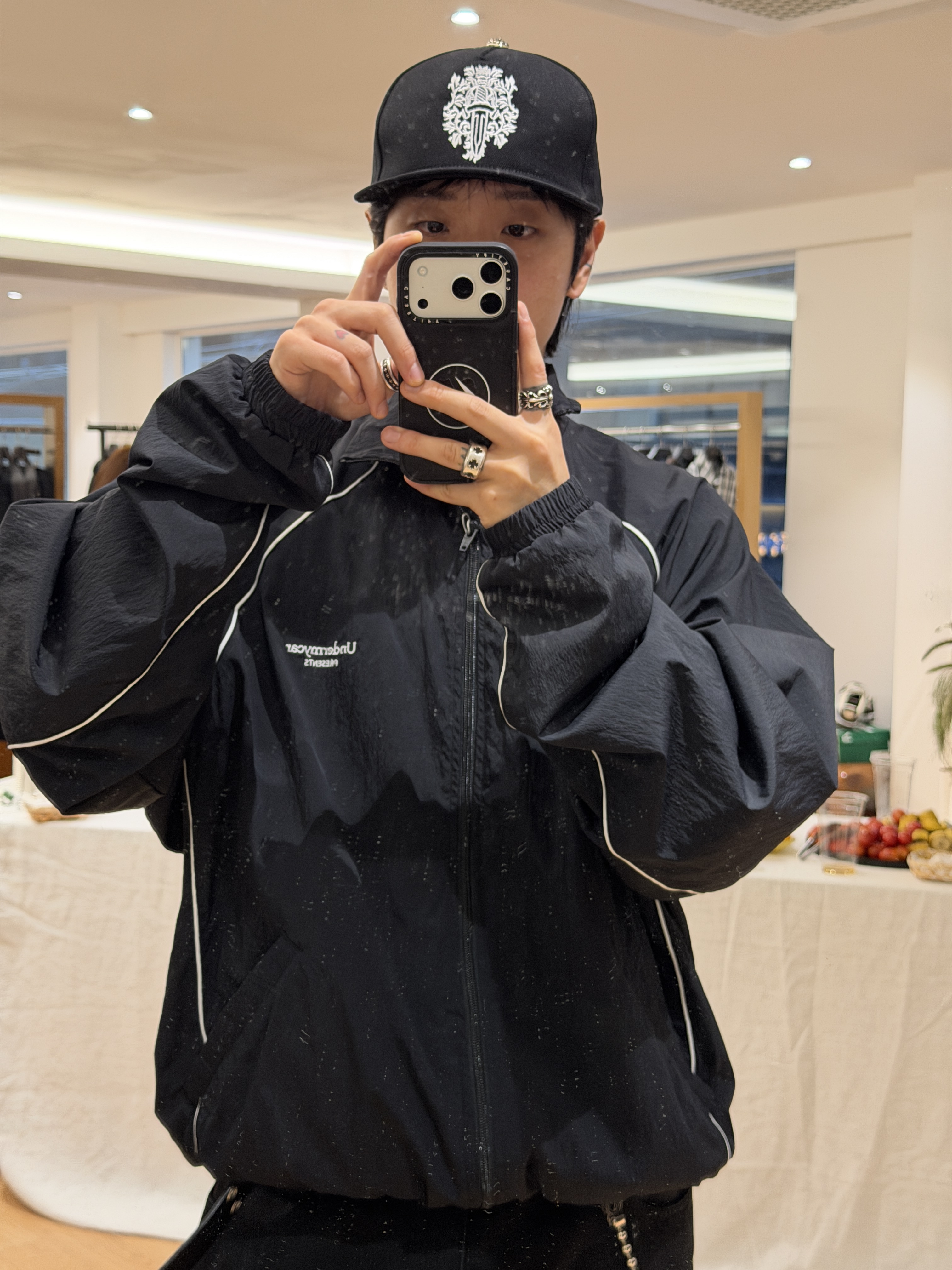 Chrome Hearts Dagger Denim Baseball Hat Black White, Nonnod Patina Double Knee Pants Faded Black 착용 스타일 - 3