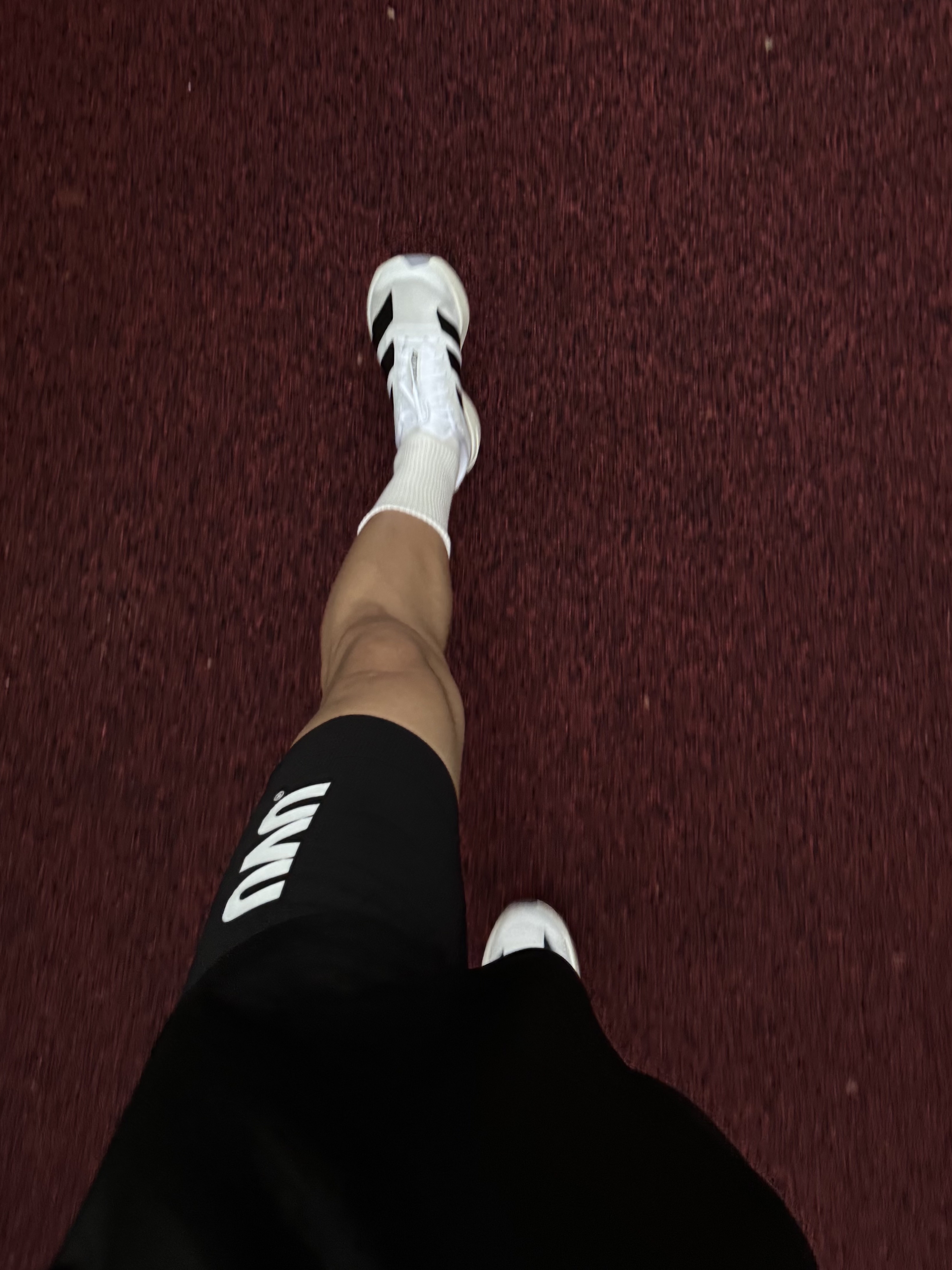 Adidas Adizero EVO SL Cloud White Core Black, UVU Half Tight 2.0 Black 착용 스타일 - 2