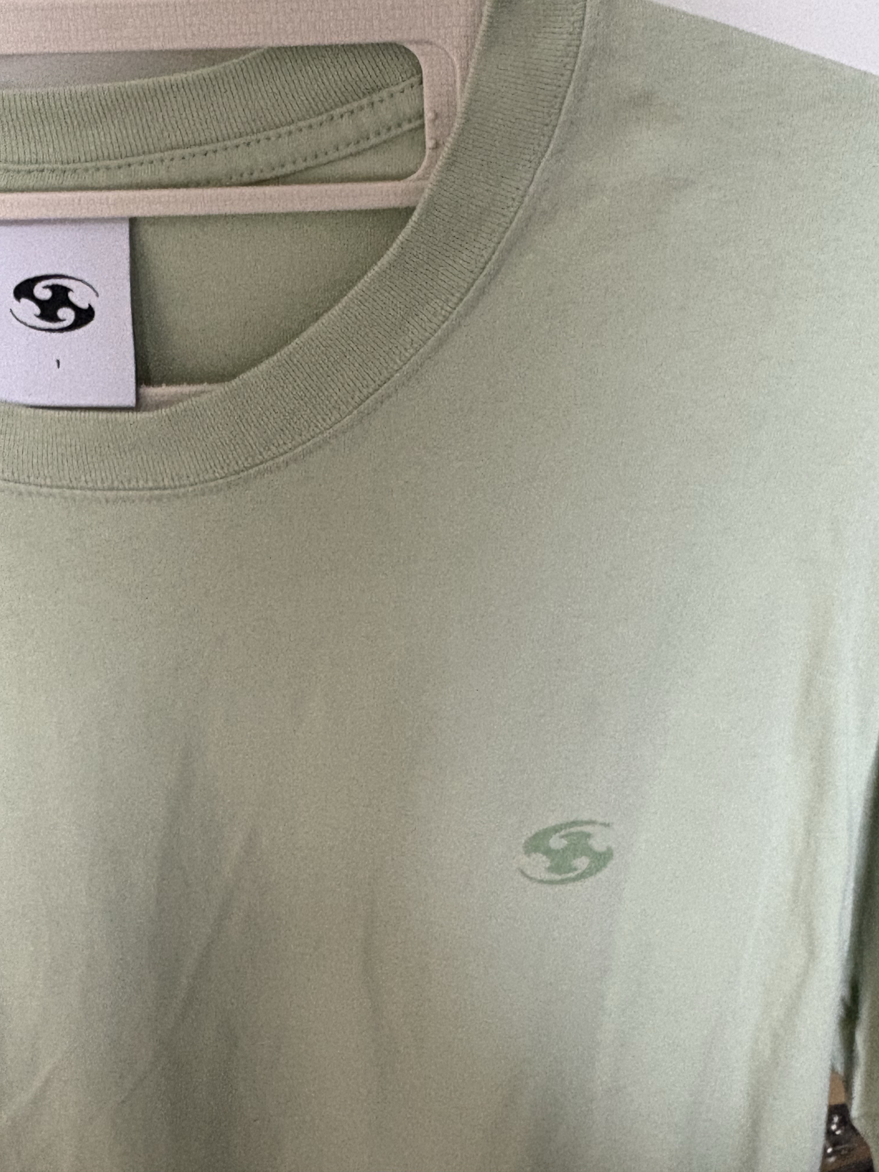 Sansan Gear Logo T-Shirt Light Green - 25SS 착용 스타일