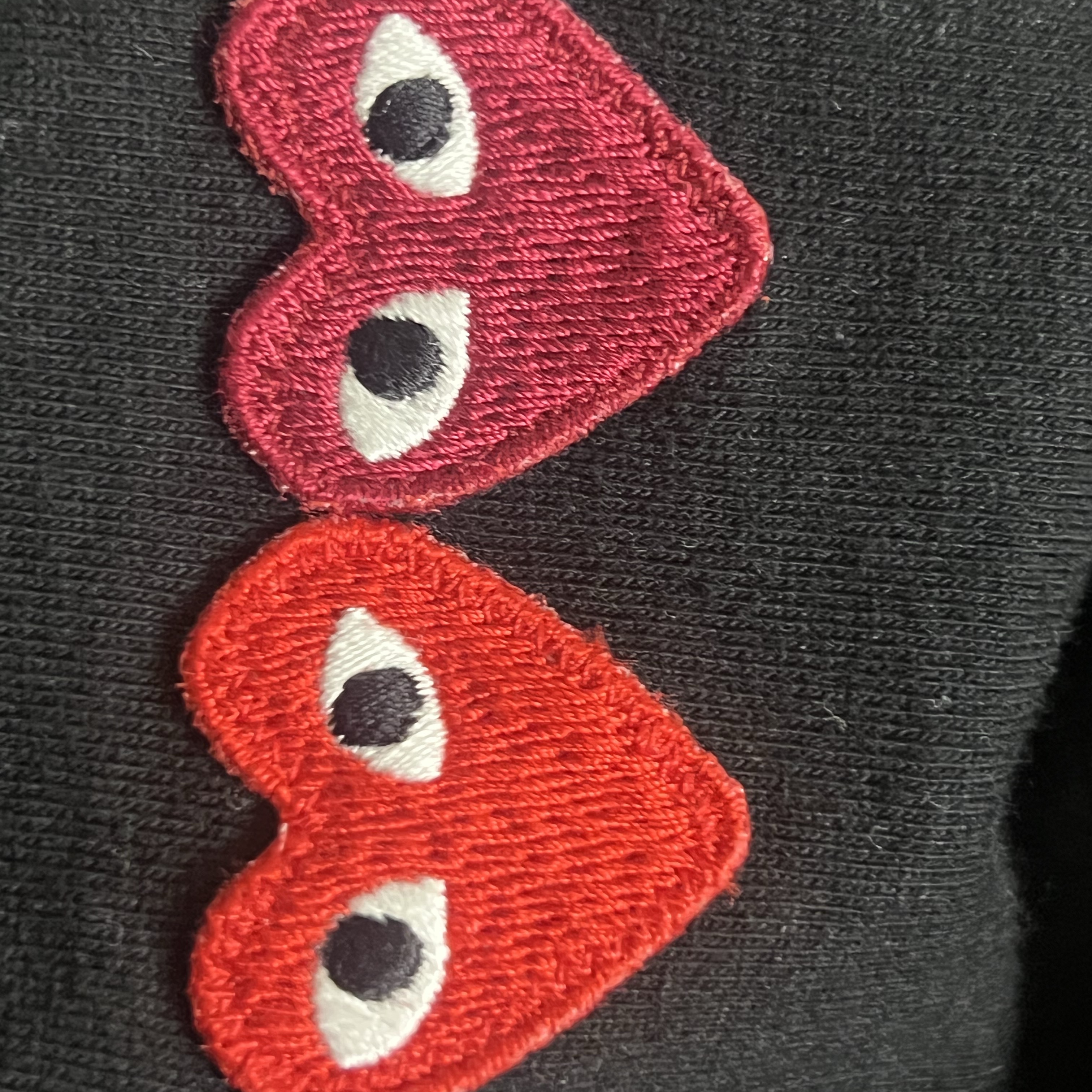 Play Comme des Garcons Double Heart T-Shirt Black 착용 스타일