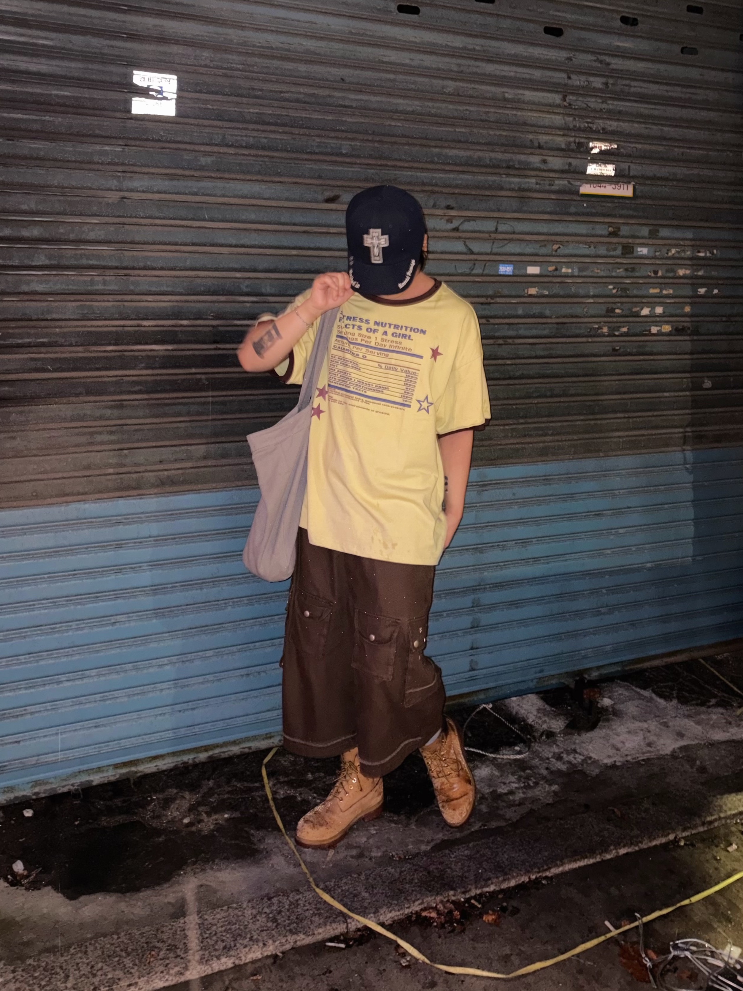ETCE Estate Cross Flat Cap Navy 착용 스타일 - 1