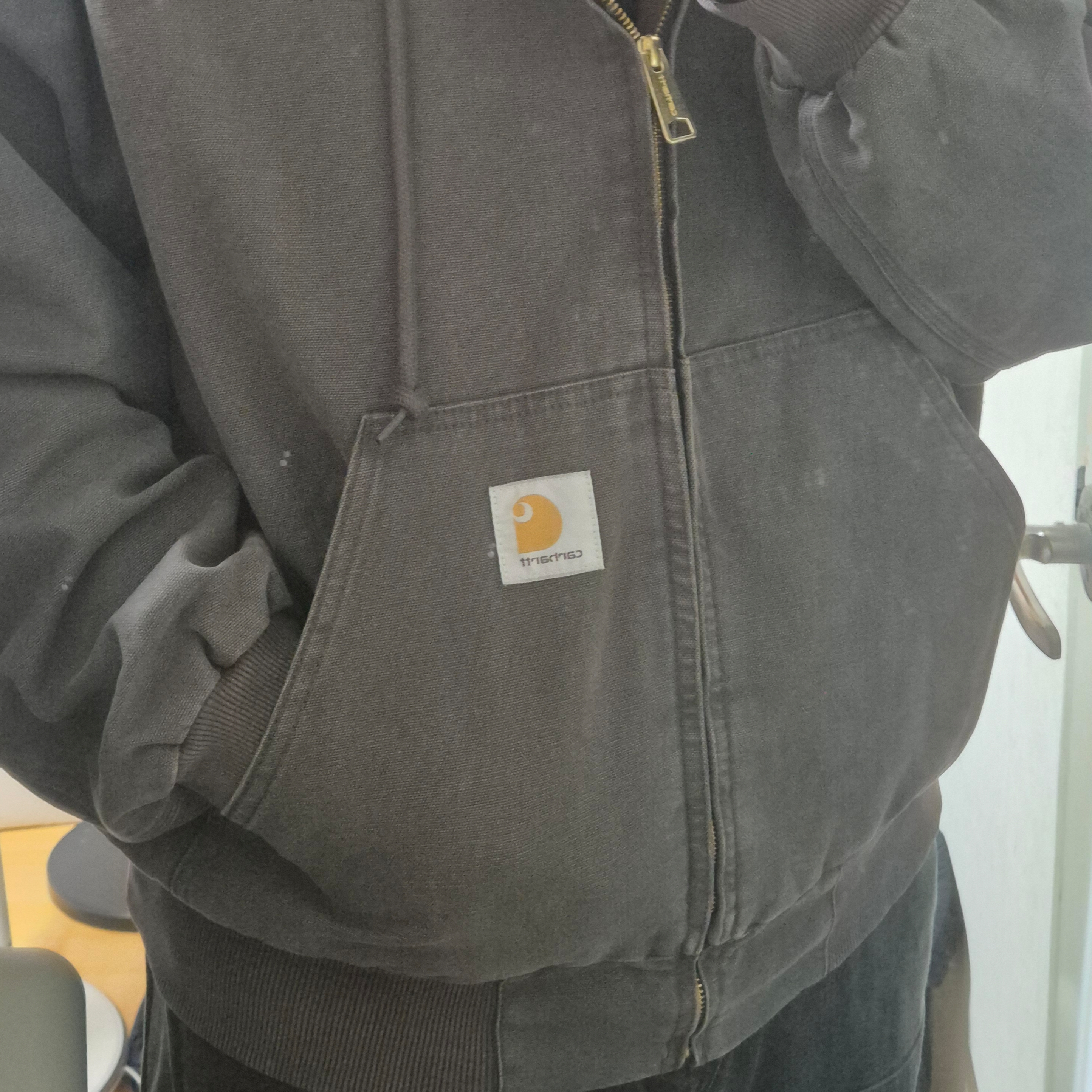 Carhartt WIP OG Active Jacket Shale Stone Canvas 착용 스타일