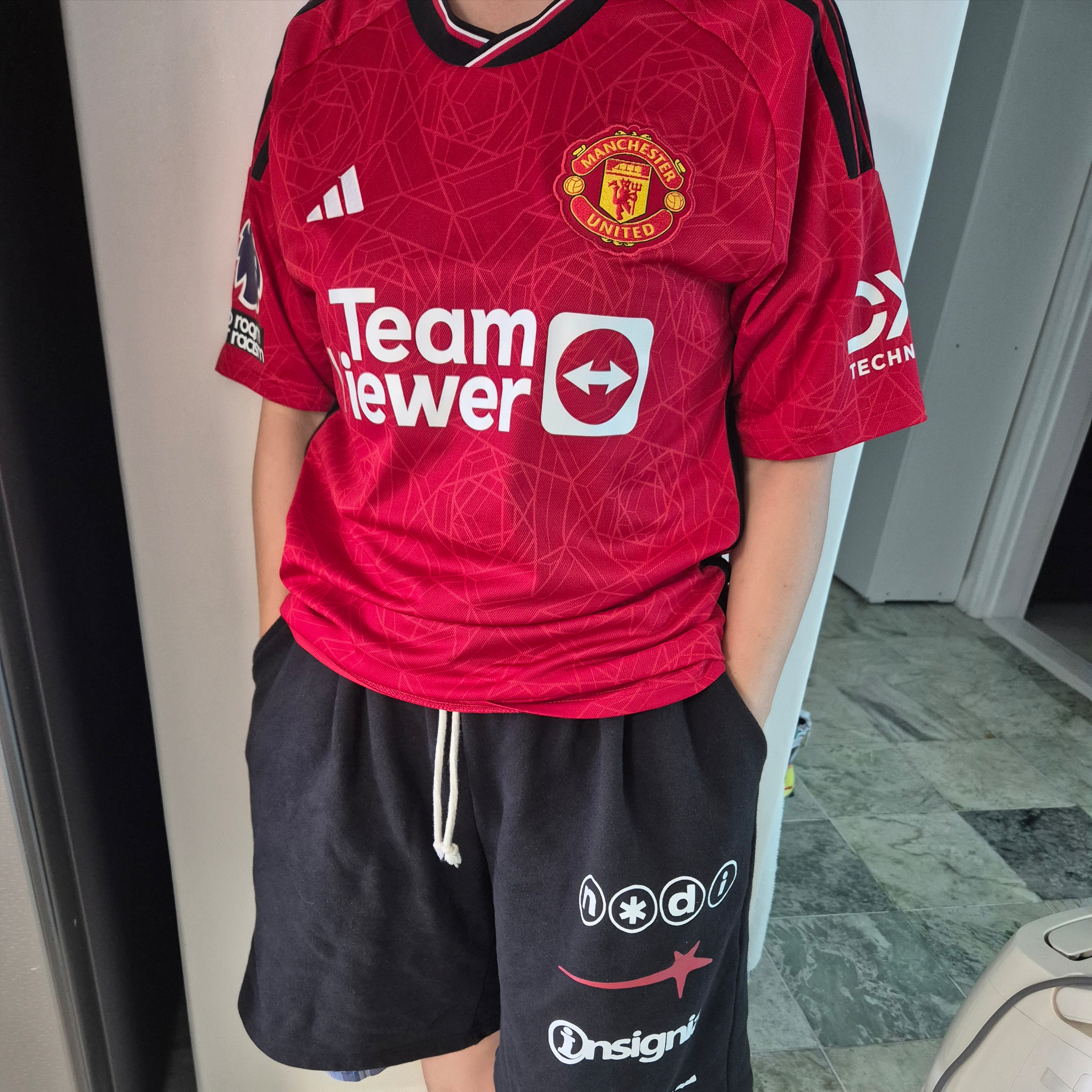 Adidas Manchester United 2023/24 Home Jersey Team Collegiate Red - KR Sizing (Non Marking Ver.) 착용 스타일