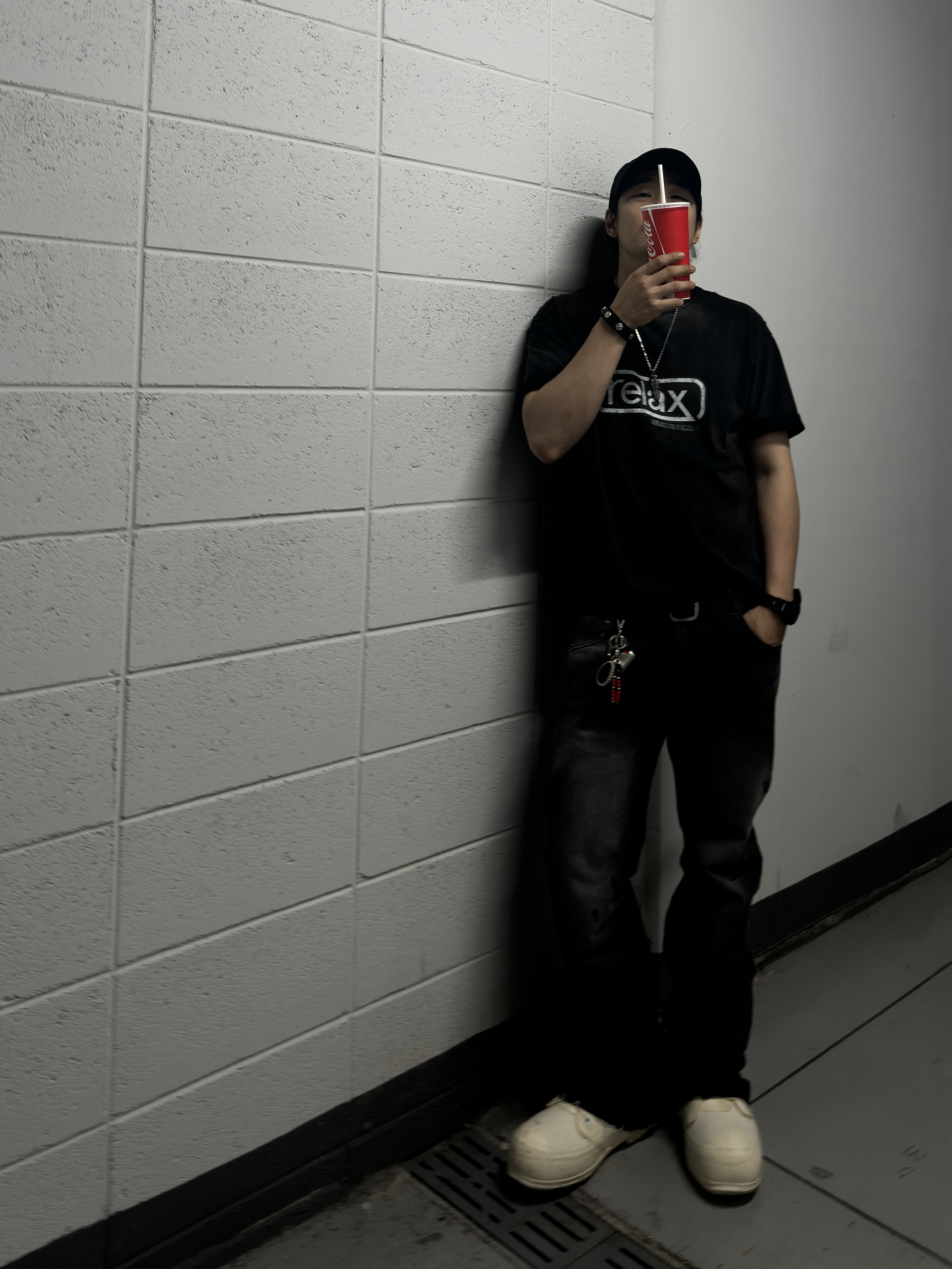 Nonnod Relax T-Shirt Black, Undermycar MU.128 Original Logo Cracked Leather Belt Silver / Black 착용 스타일 - 2