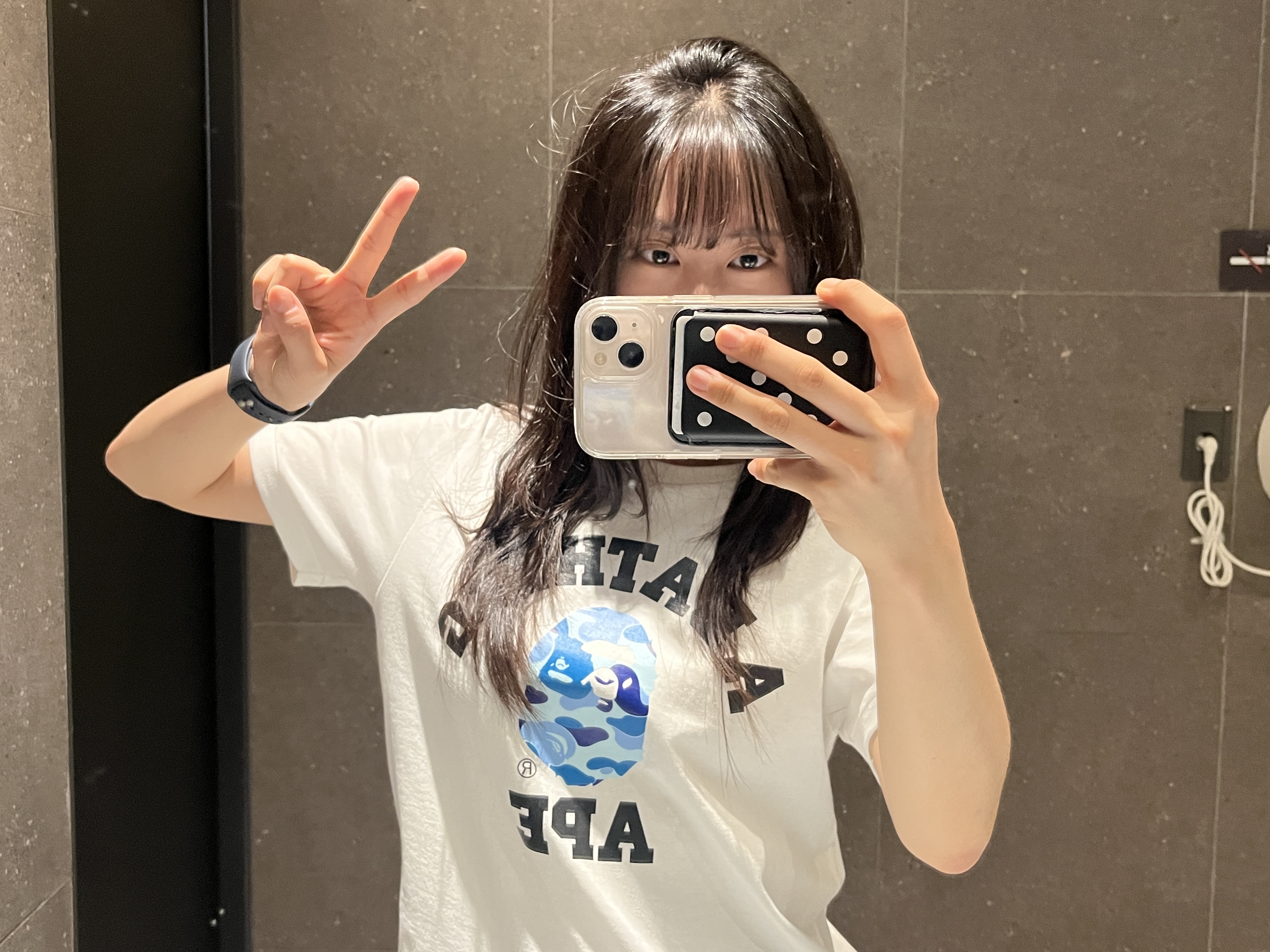 BAPE ABC Camo College T-Shirt White Blue, (W) BAPE ABC Camo College T-Shirt White Blue 착용 스타일 - 2