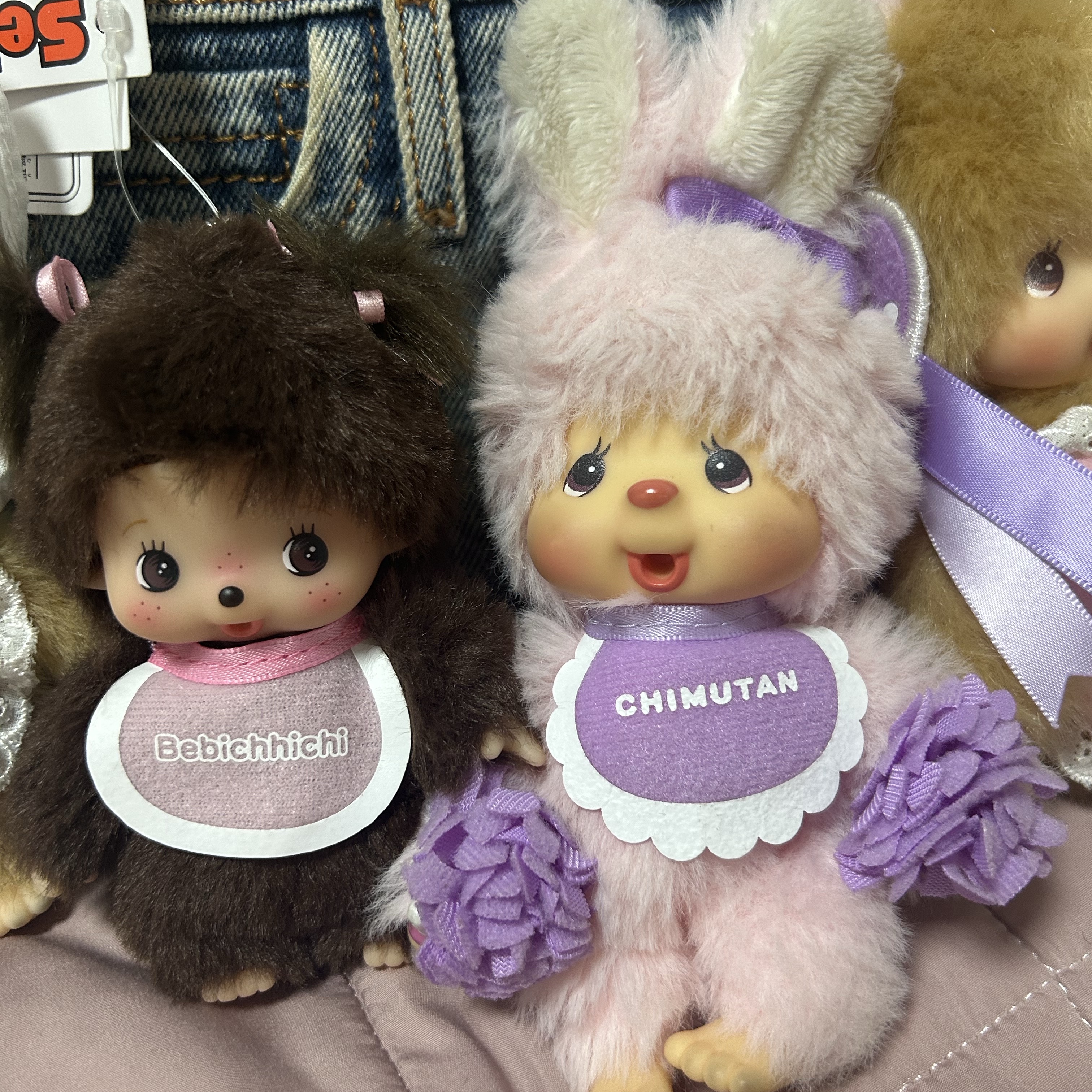 Monchhichi Bebichhichi Bighead Girl Key Chain Brown 착용 스타일 - 2