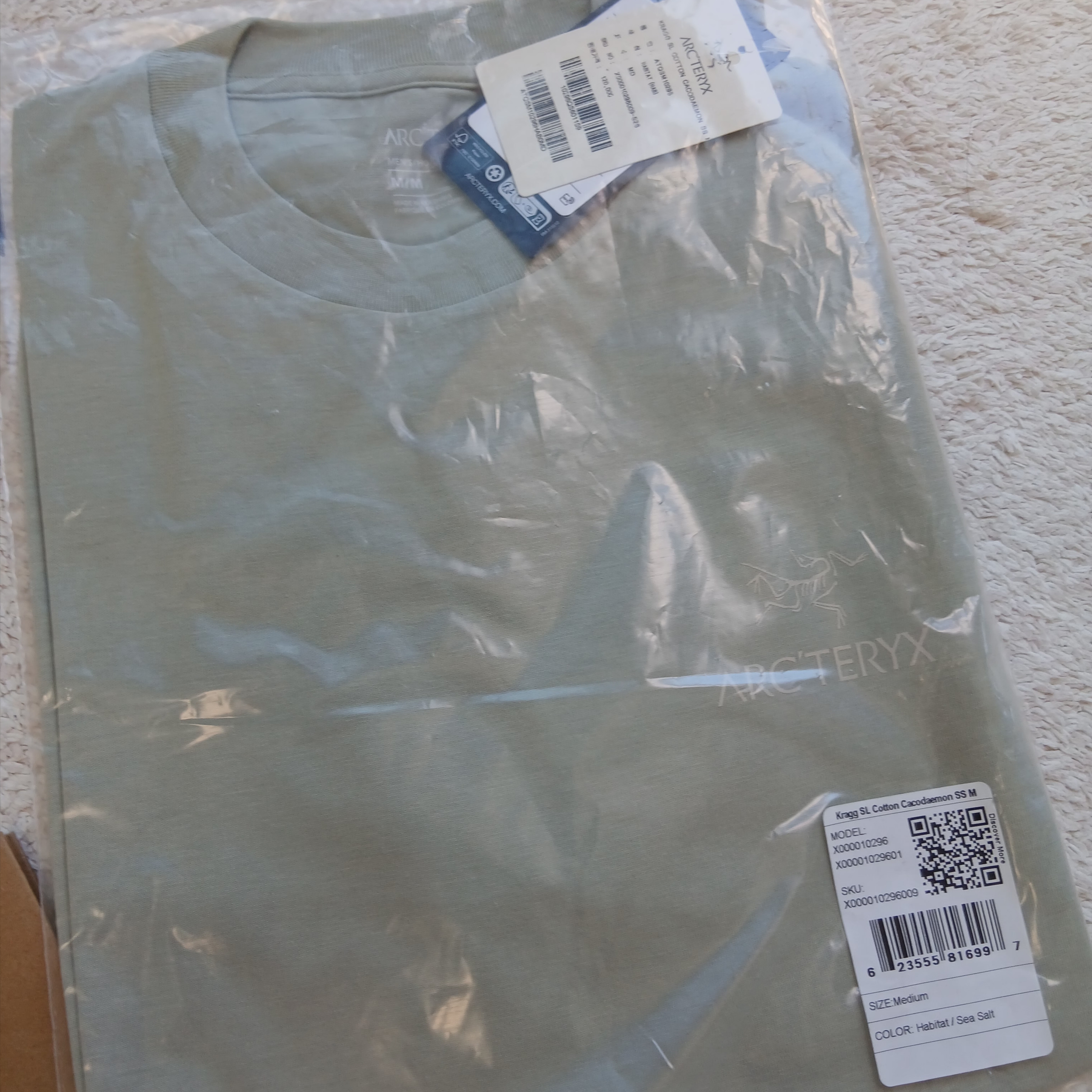 Arc'teryx Kragg SL Cotton Cacodaemon SS T-Shirt White Light Sea Salt, Arc'teryx Kragg SL Cotton Cacodaemon SS T-Shirt Pineberry Stone Red 착용 스타일 - 4