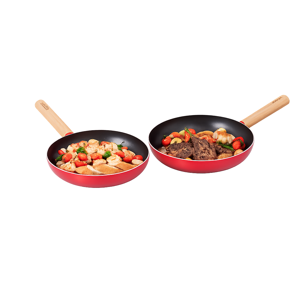 로시 IH투톤레드 후라이팬 2종(26+28cm)(Rossi IH Two‑Tone Red Frying Pan Set (26cm + 28cm)) - 1