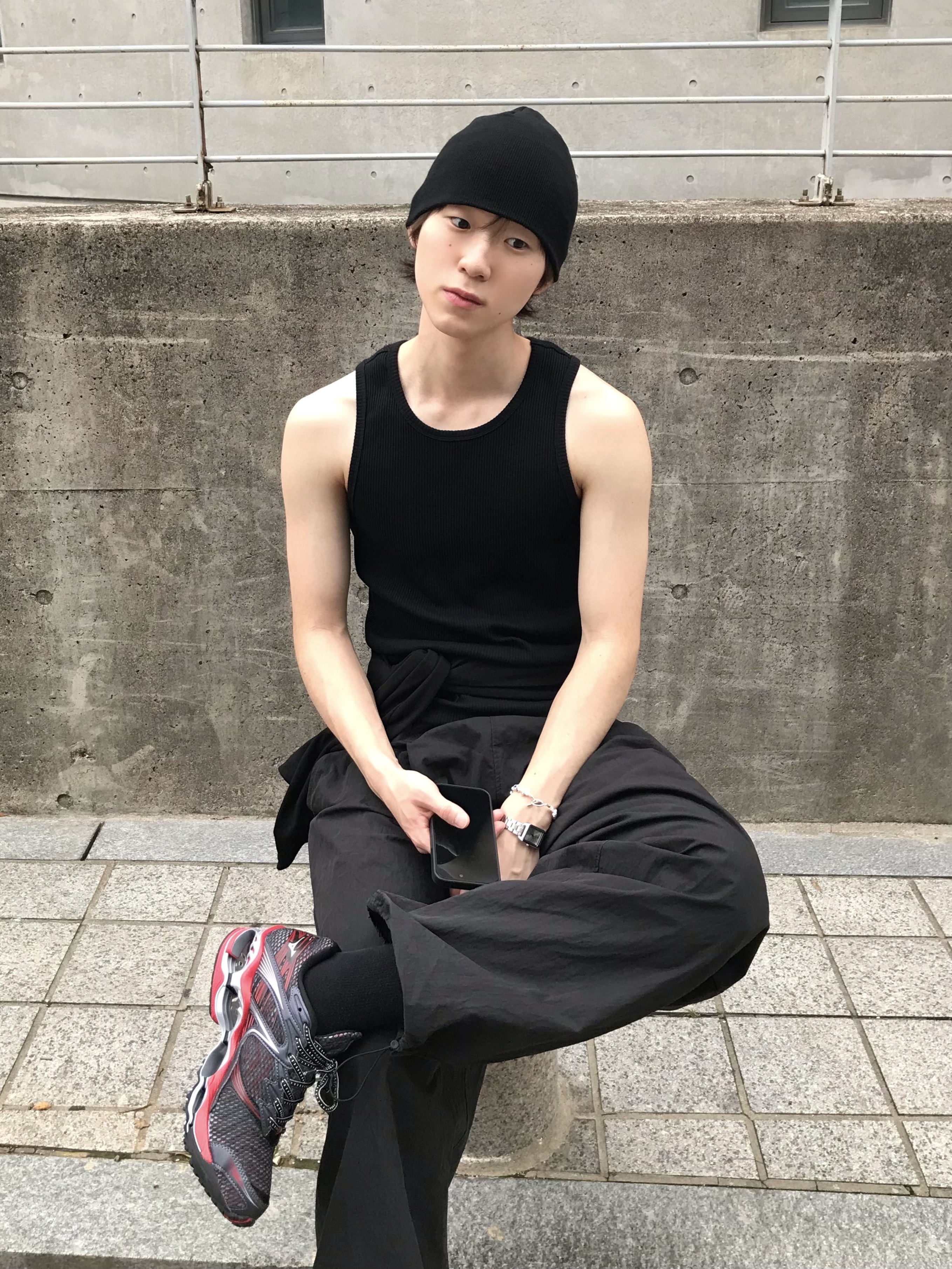 Mizuno Wave Prophecy 1 Harbor Mist Chinese Red 착용 스타일 - 1